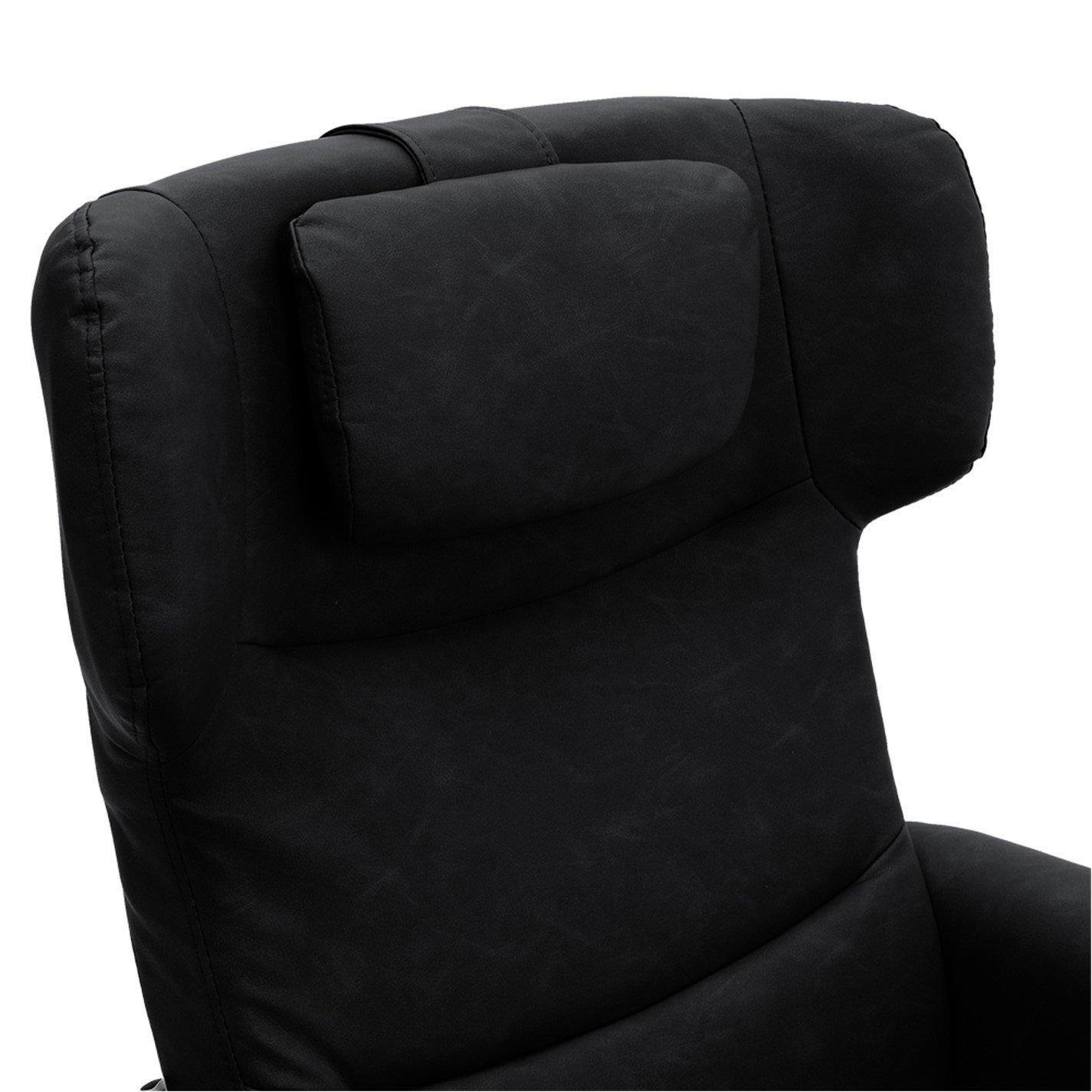 Grey - Kabinet UK - Faux Leather Swivel Armchair with Footstool - 6