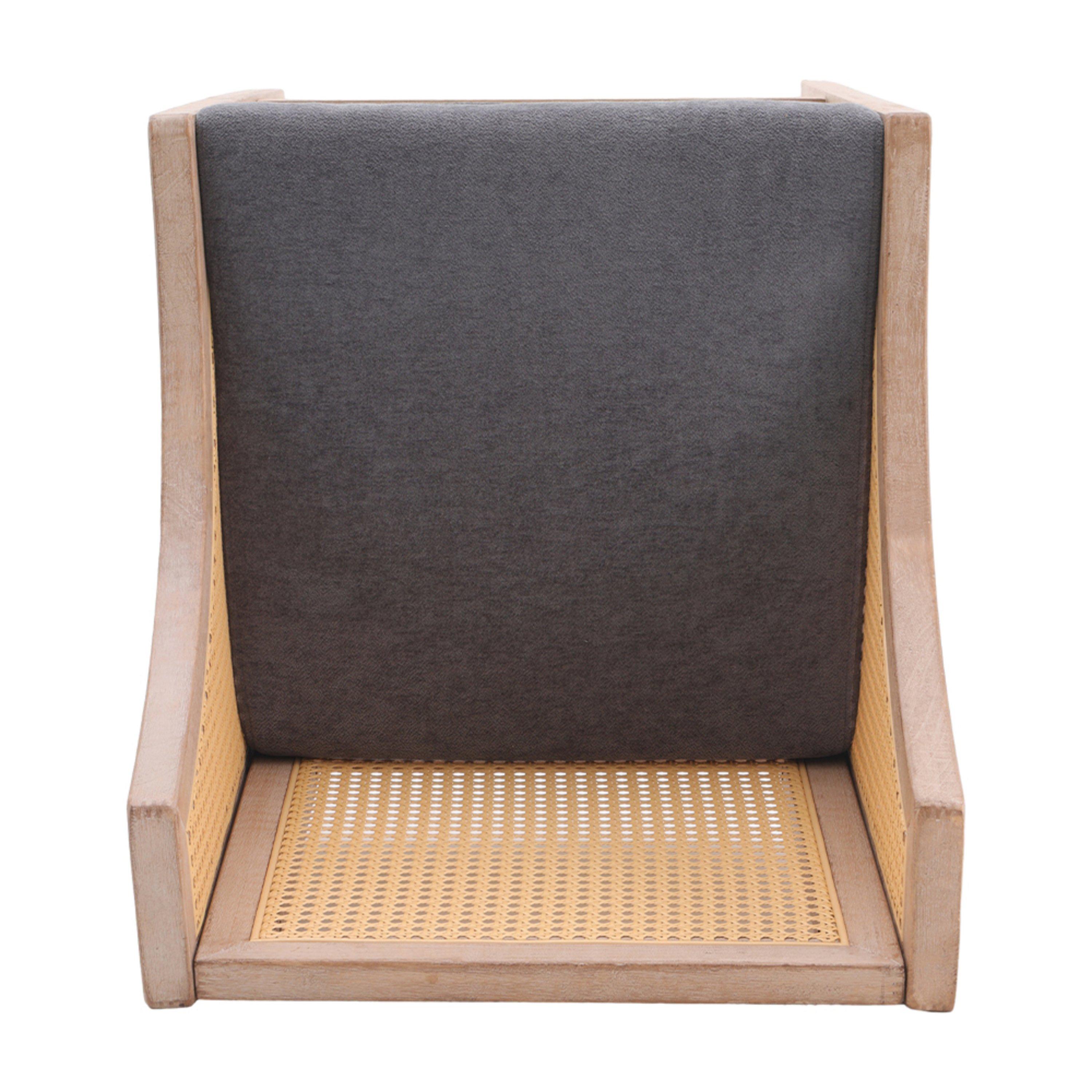 Grey - Kabinet UK - 2 Pcs Natural Rattan Bar Stools with Backrest - 5