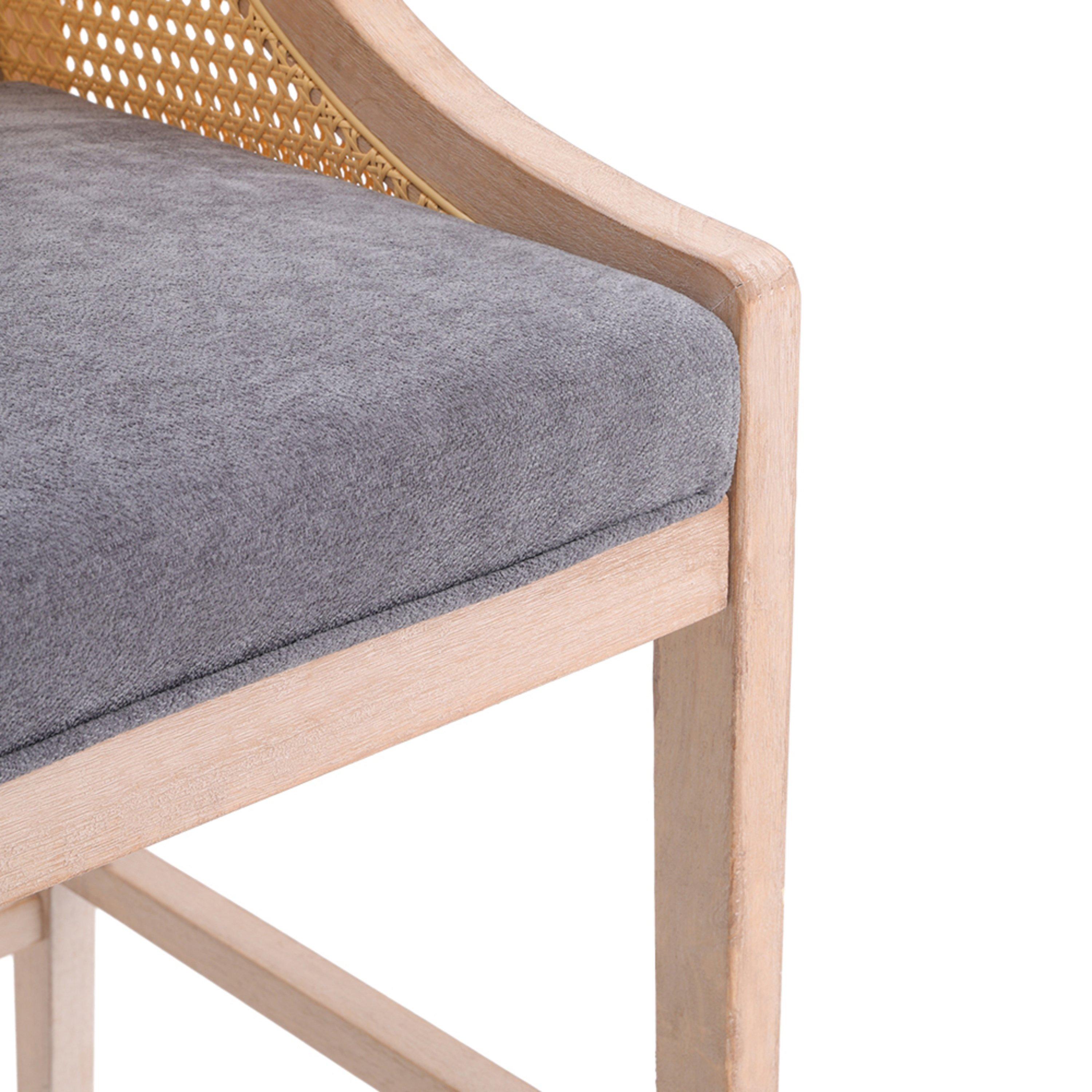 Grey - Kabinet UK - 2 Pcs Natural Rattan Bar Stools with Backrest - 7