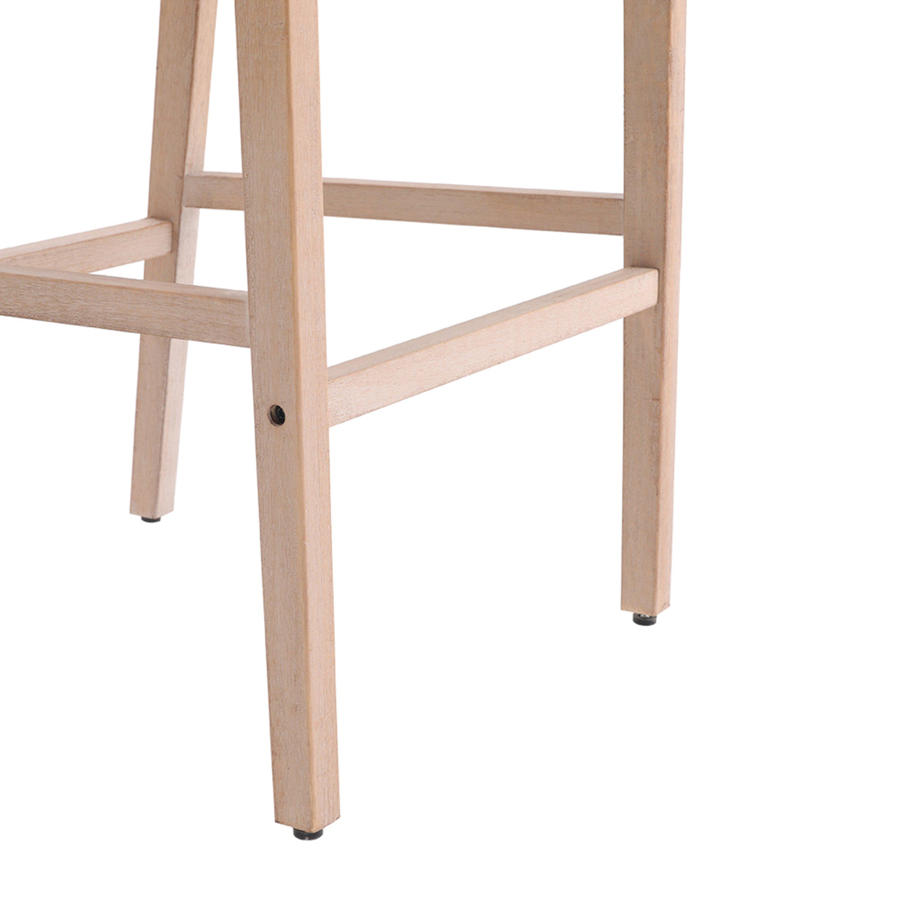 Grey - Kabinet UK - 2 Pcs Natural Rattan Bar Stools with Backrest - 8