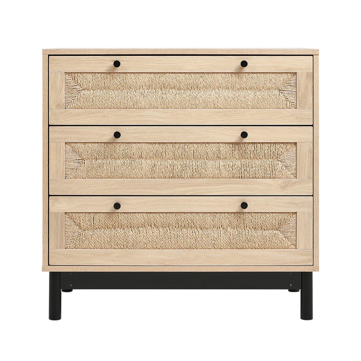 Natural - Kabinet UK - 3-Drawer Woven Accent Cabinet - 3