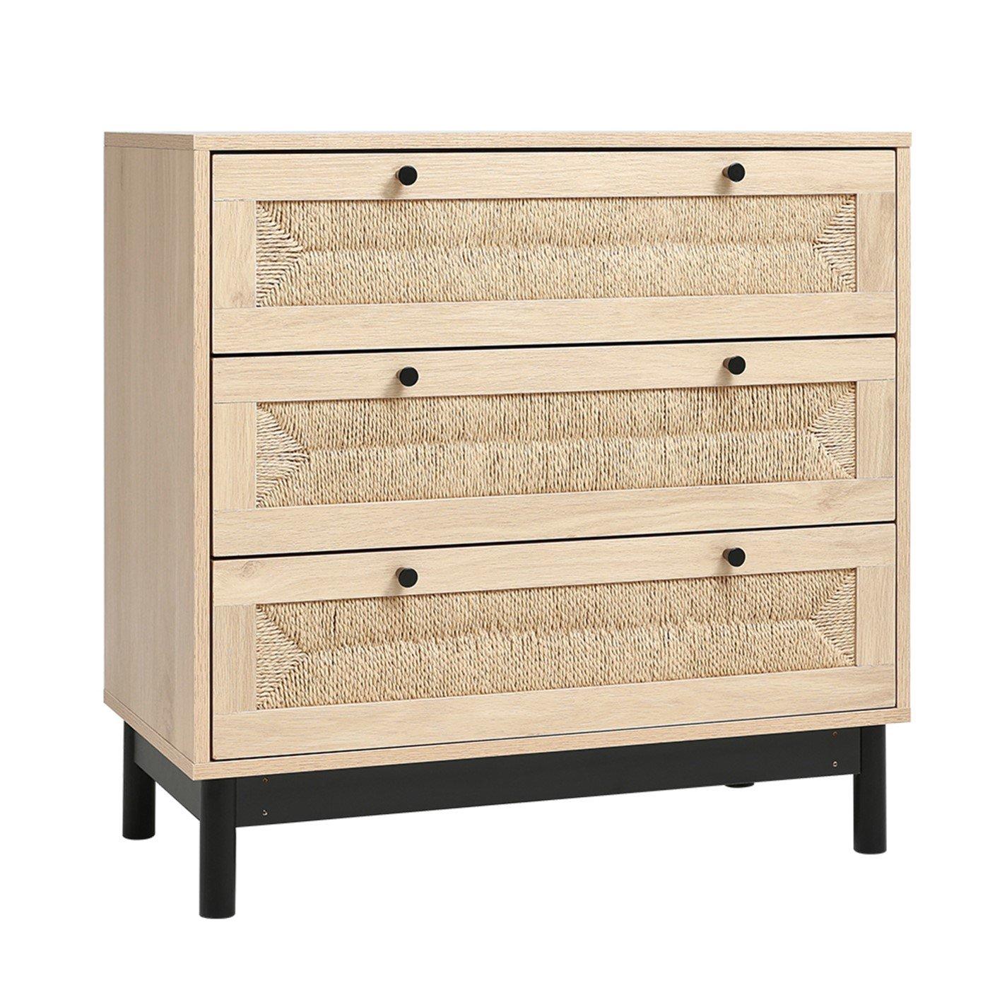 Natural - Kabinet UK - 3-Drawer Woven Accent Cabinet - 4