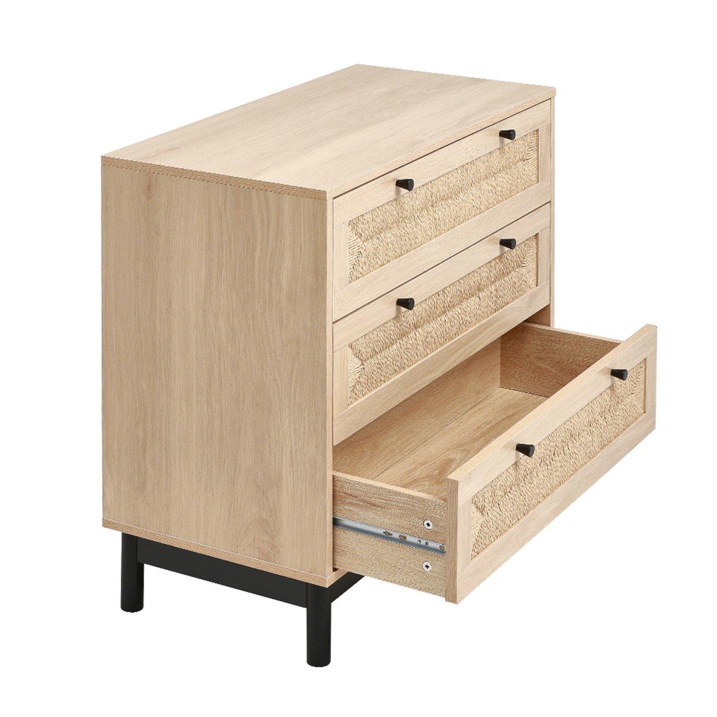 Natural - Kabinet UK - 3-Drawer Woven Accent Cabinet - 5