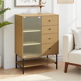 Cottonfy UK 4-Tier Wooden Storage Cabinet with Bottom Shelf
