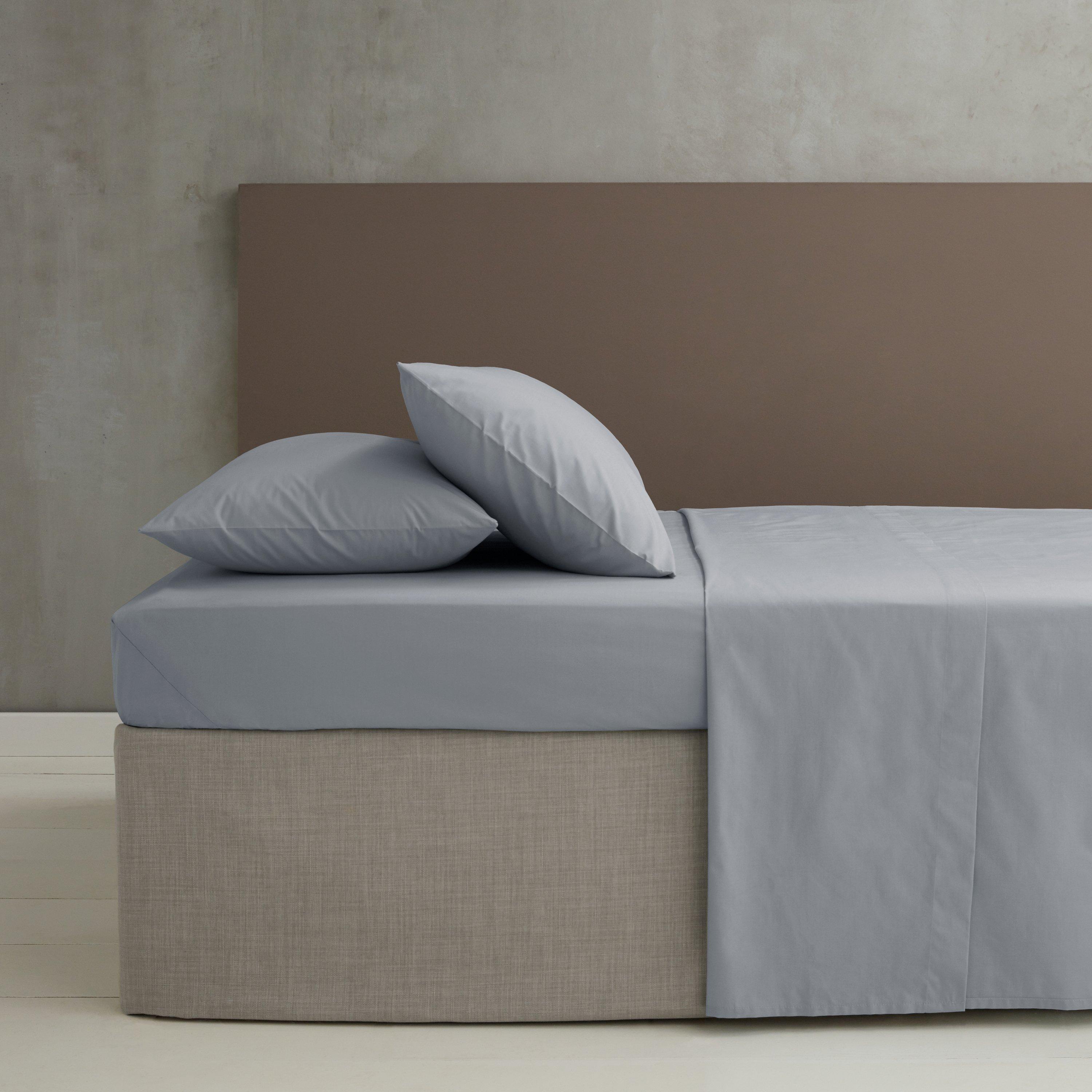 Grey - Catherine Lansfield - Easy Iron Percale Combed Flat Sheet - 1