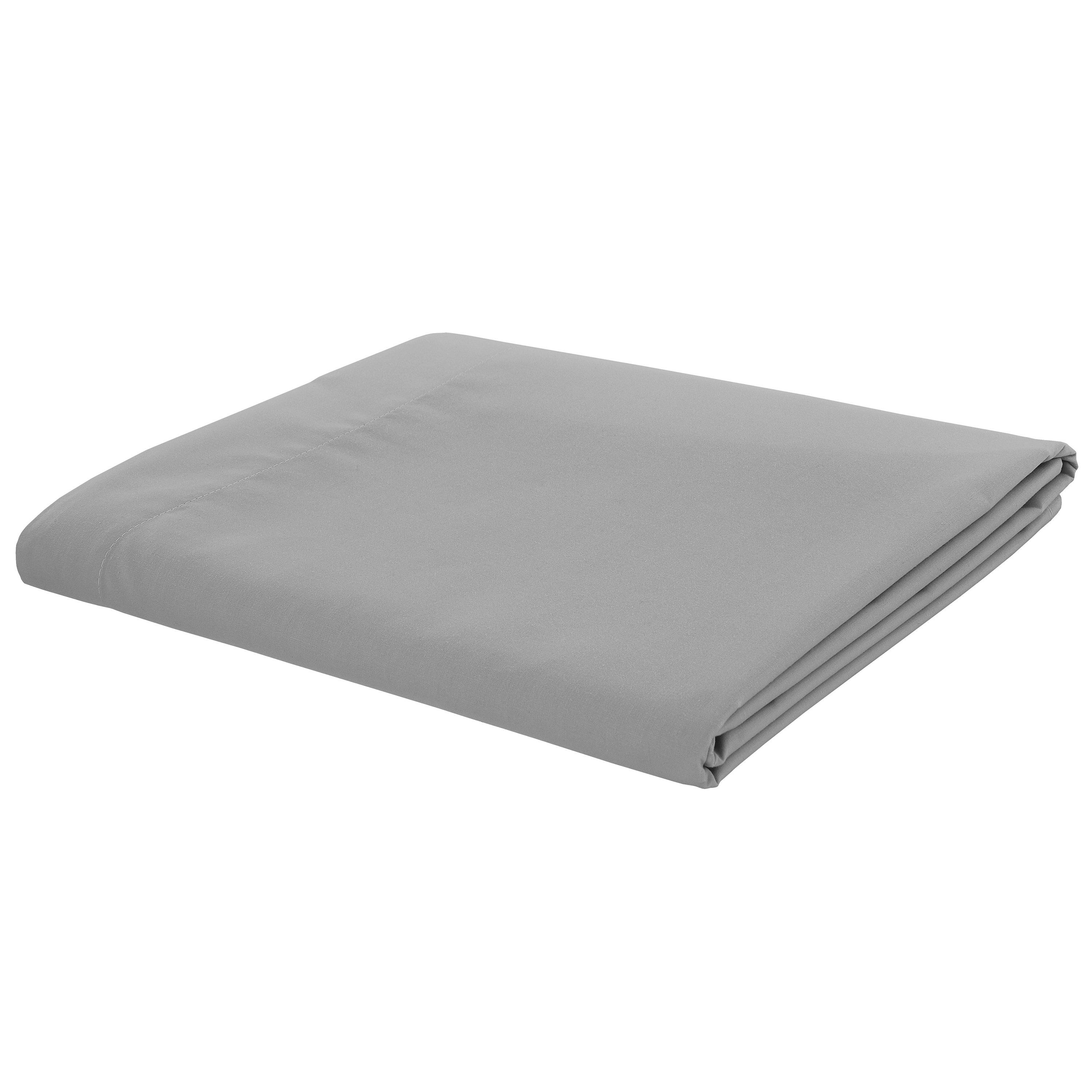 Grey - Catherine Lansfield - Easy Iron Percale Combed Flat Sheet - 3