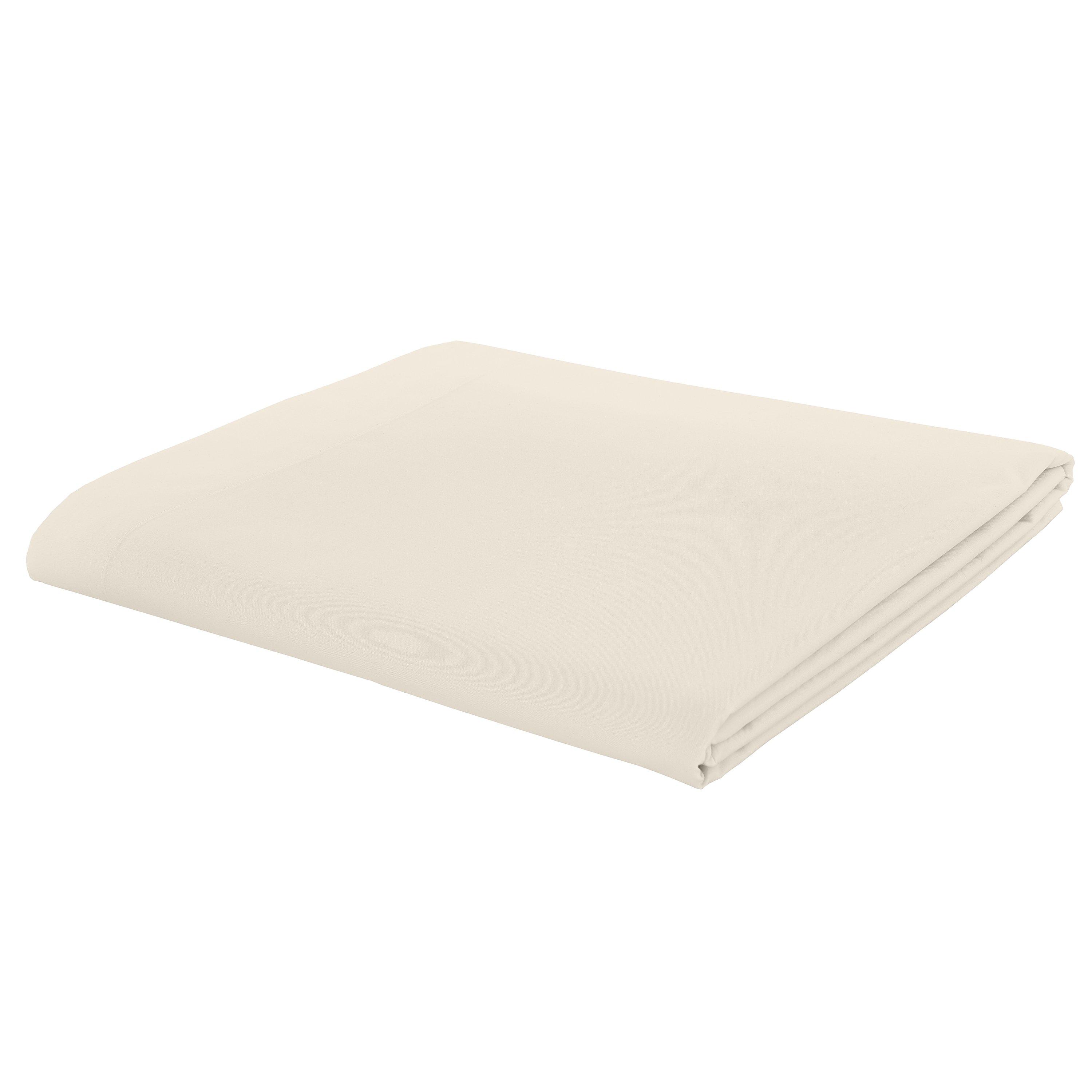 Cream - Catherine Lansfield - Easy Iron Percale Combed Flat Sheet - 3