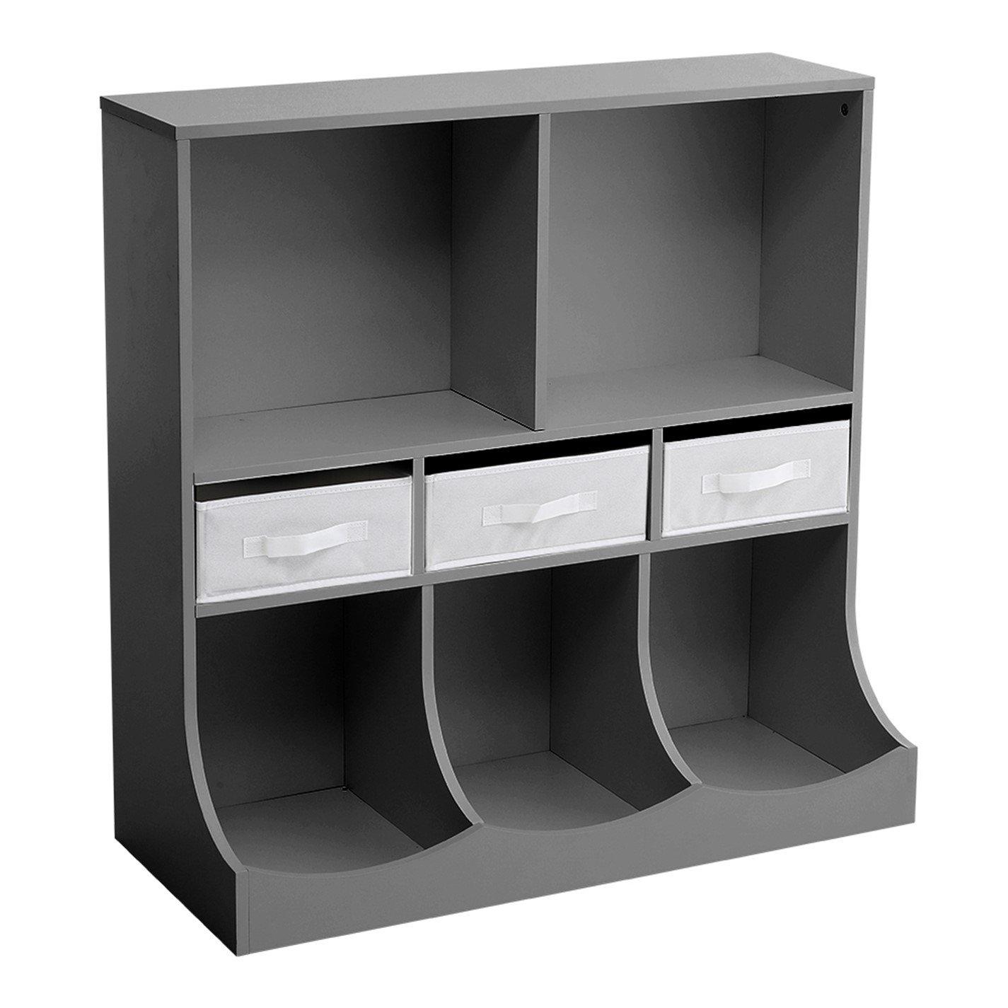 Grey - Kabinet UK - 3-Tier Open Style Toy and Book Storage Cabinet - 3