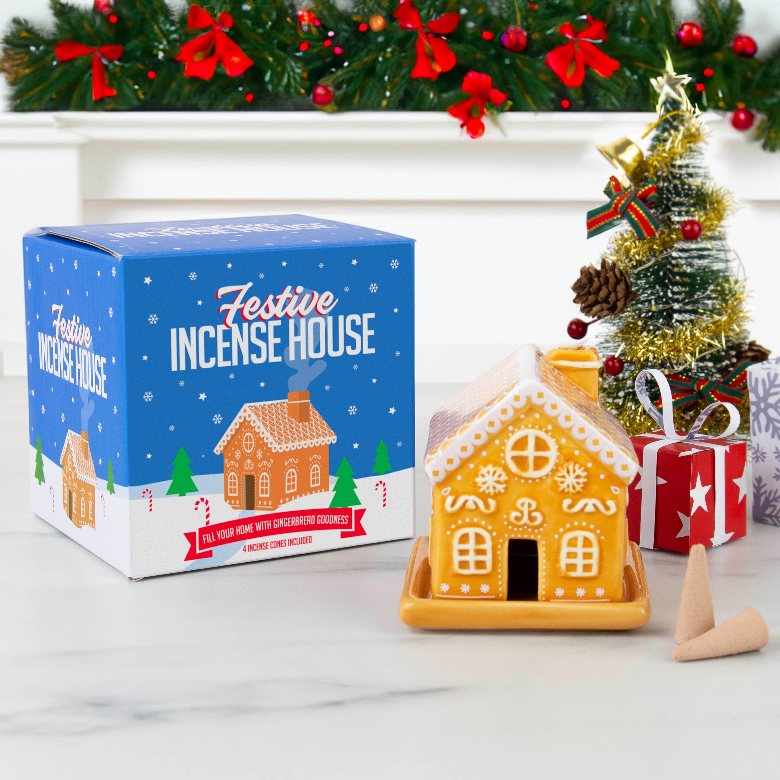 Gift Republic  Festive Incense Burner - Gingerbread House - Orange