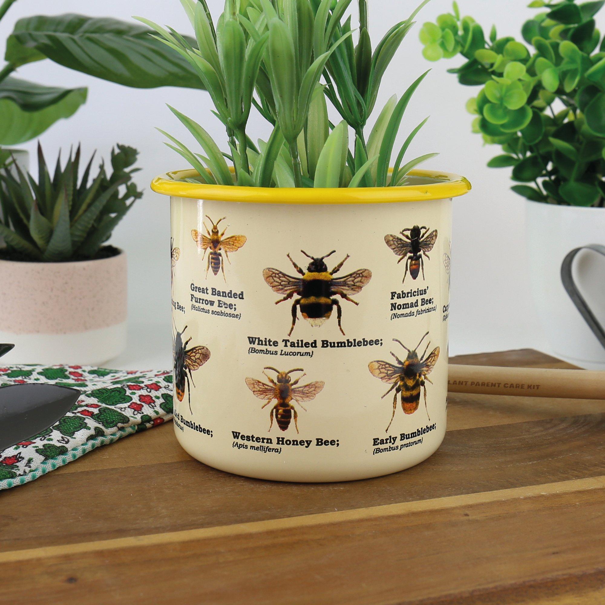 Beige - Gift Republic - BEES ENAMEL PLANT POT - 2