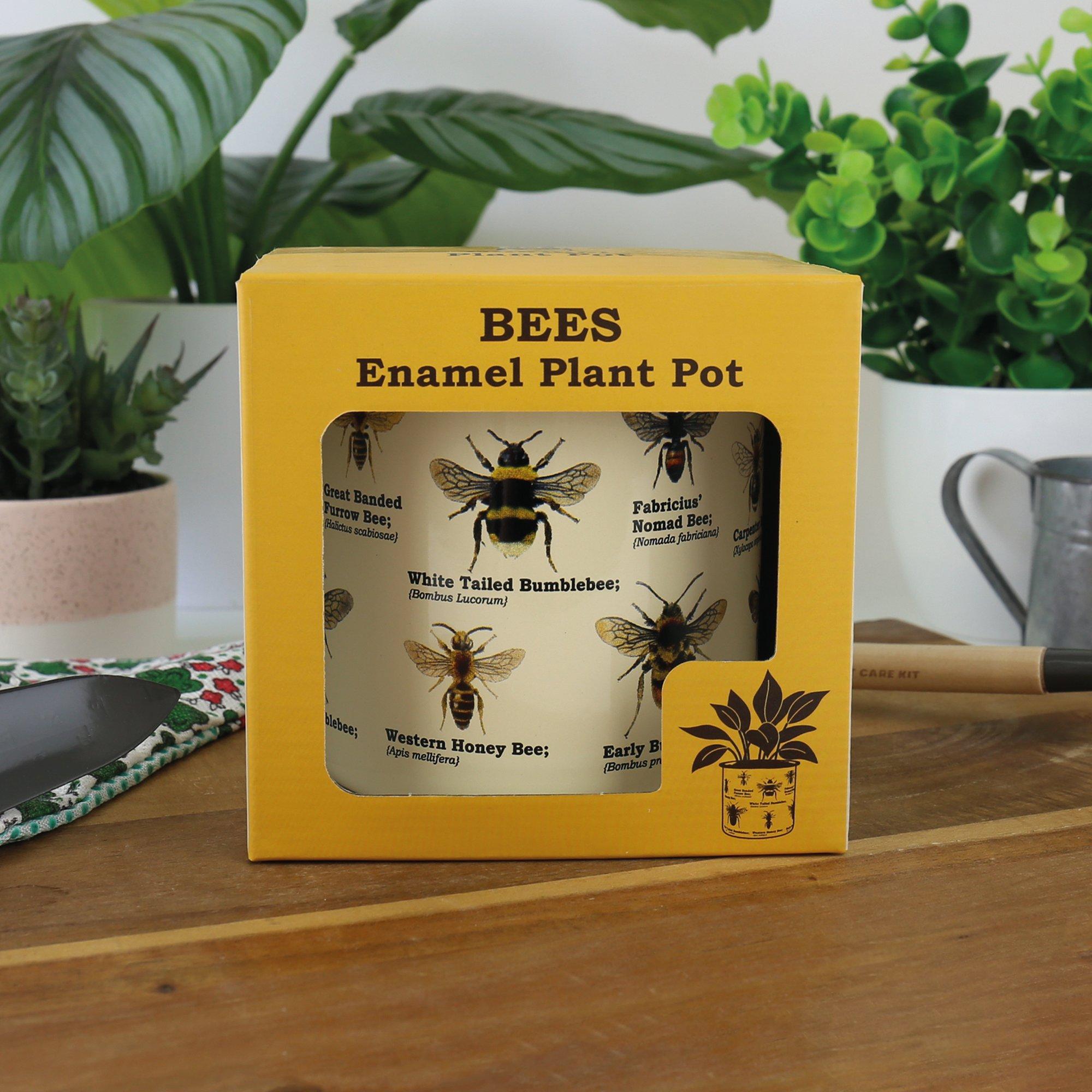 Beige - Gift Republic - BEES ENAMEL PLANT POT - 3