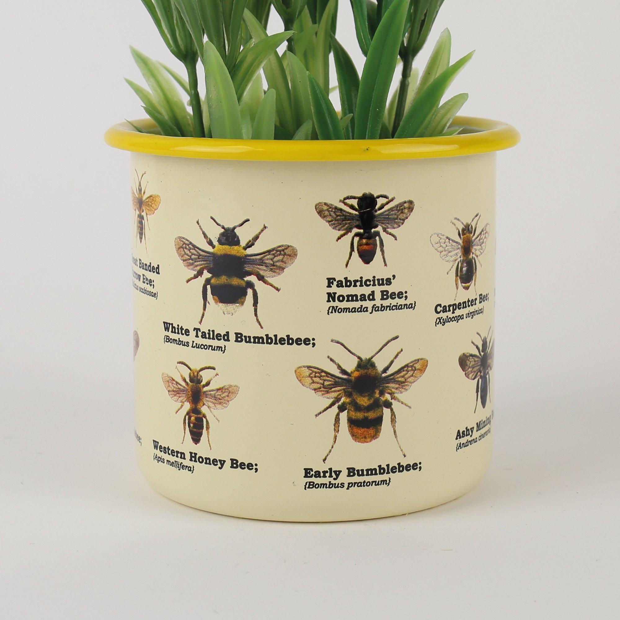 Beige - Gift Republic - BEES ENAMEL PLANT POT - 4