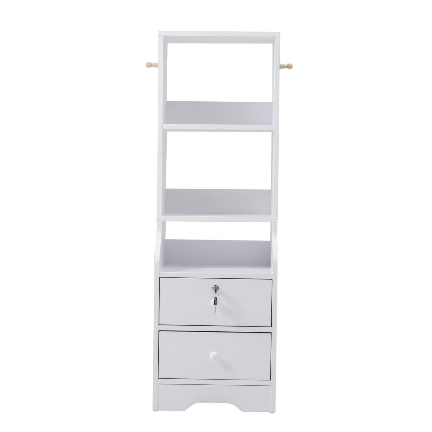 White - Kabinet UK - Slim Storage Shelving Unit with Lockable Drawer - 2