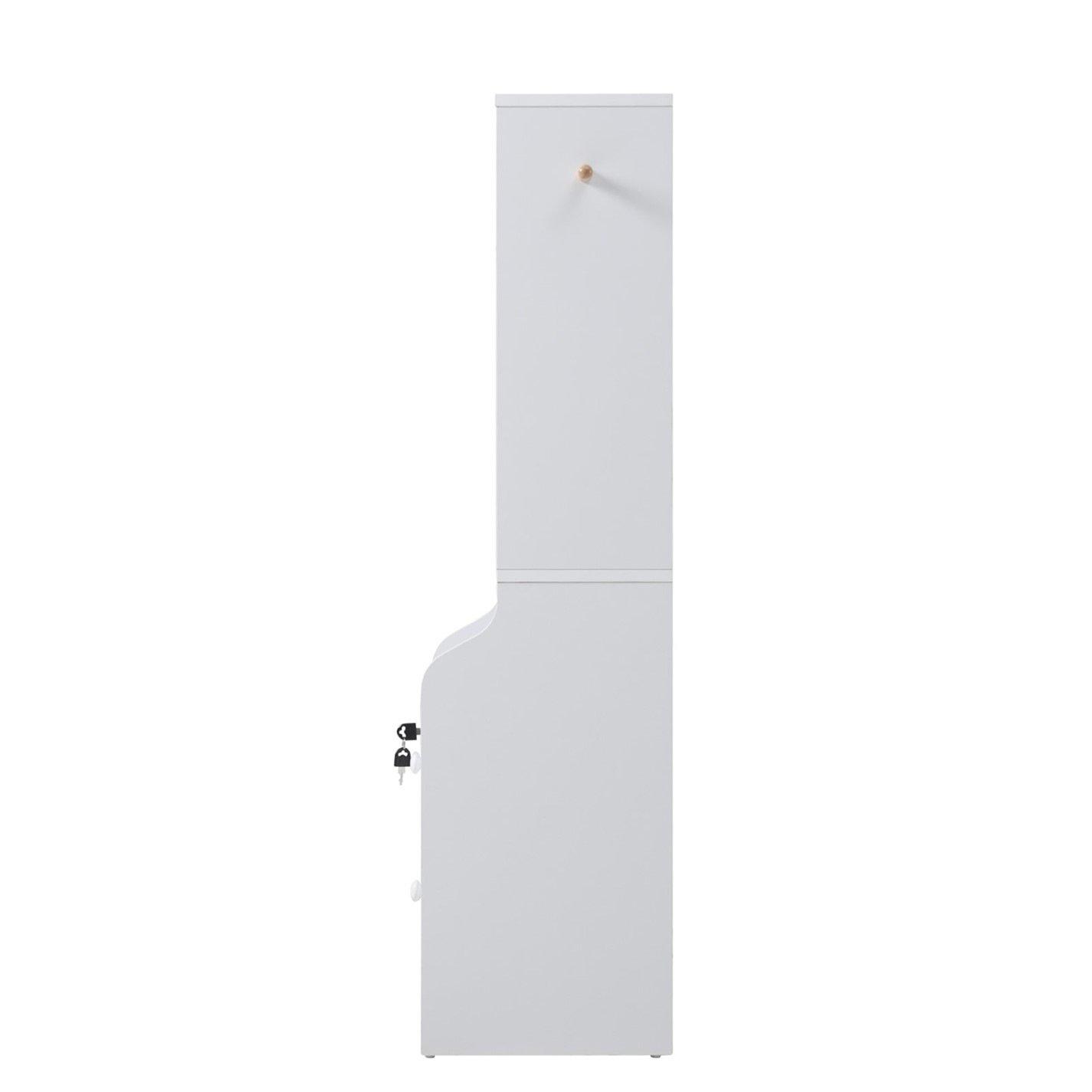 White - Kabinet UK - Slim Storage Shelving Unit with Lockable Drawer - 3