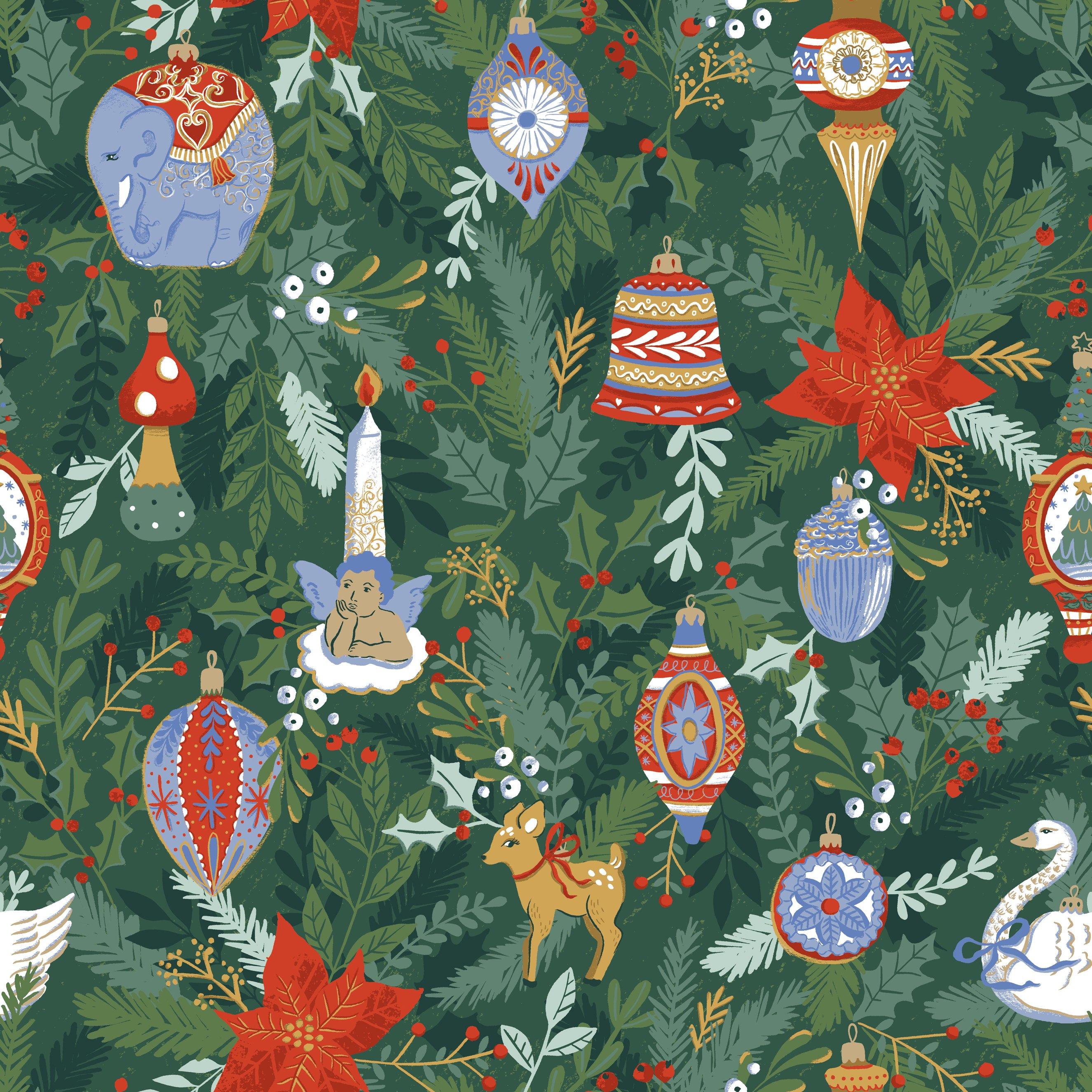 Pine Green - furn. - Deck The Halls Christmas Duvet Set - 5