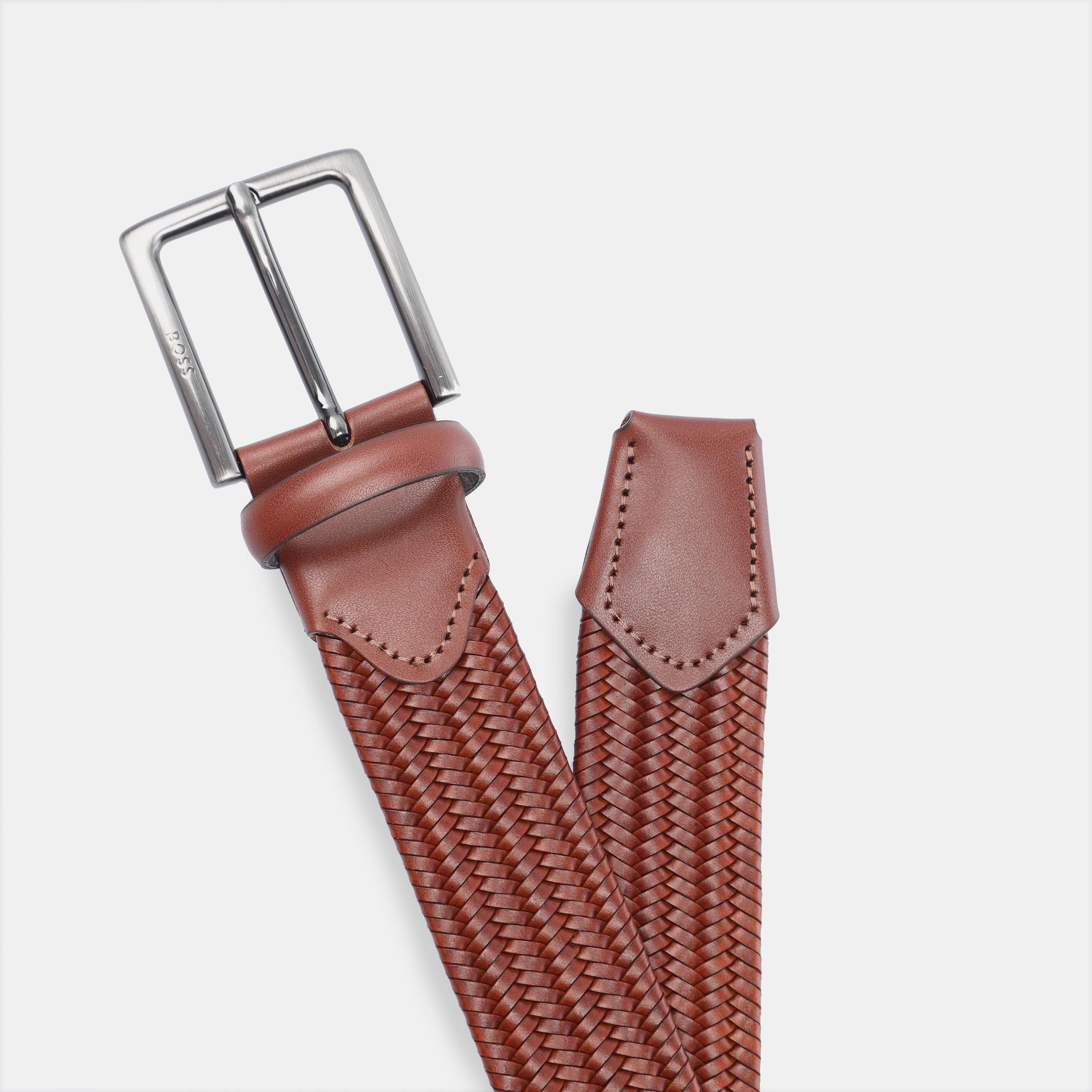Brown - Boss - Semyo Woven Leather Belt - 4