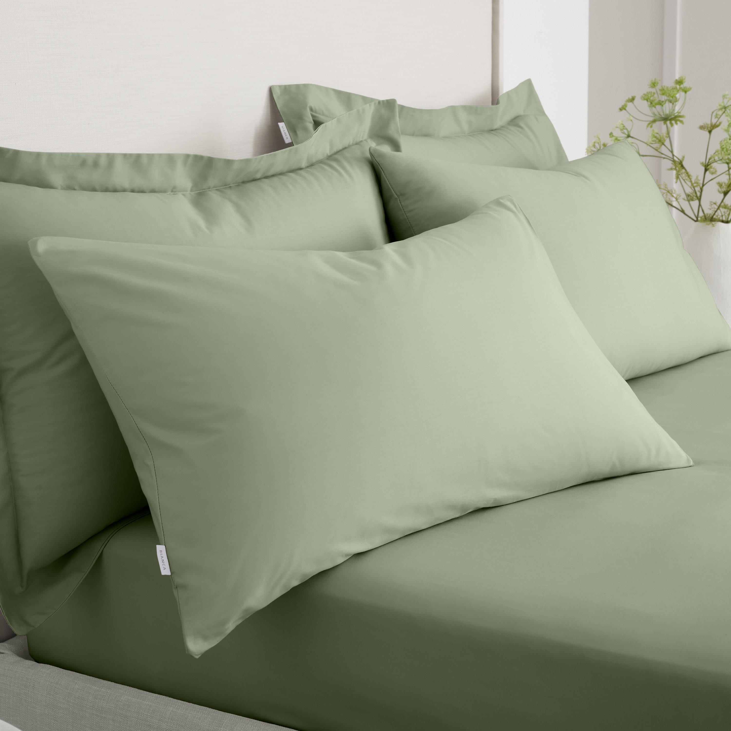 Sage Green - Bianca - 200 TC Cotton Percale Standard Pillowcase Pair - 1