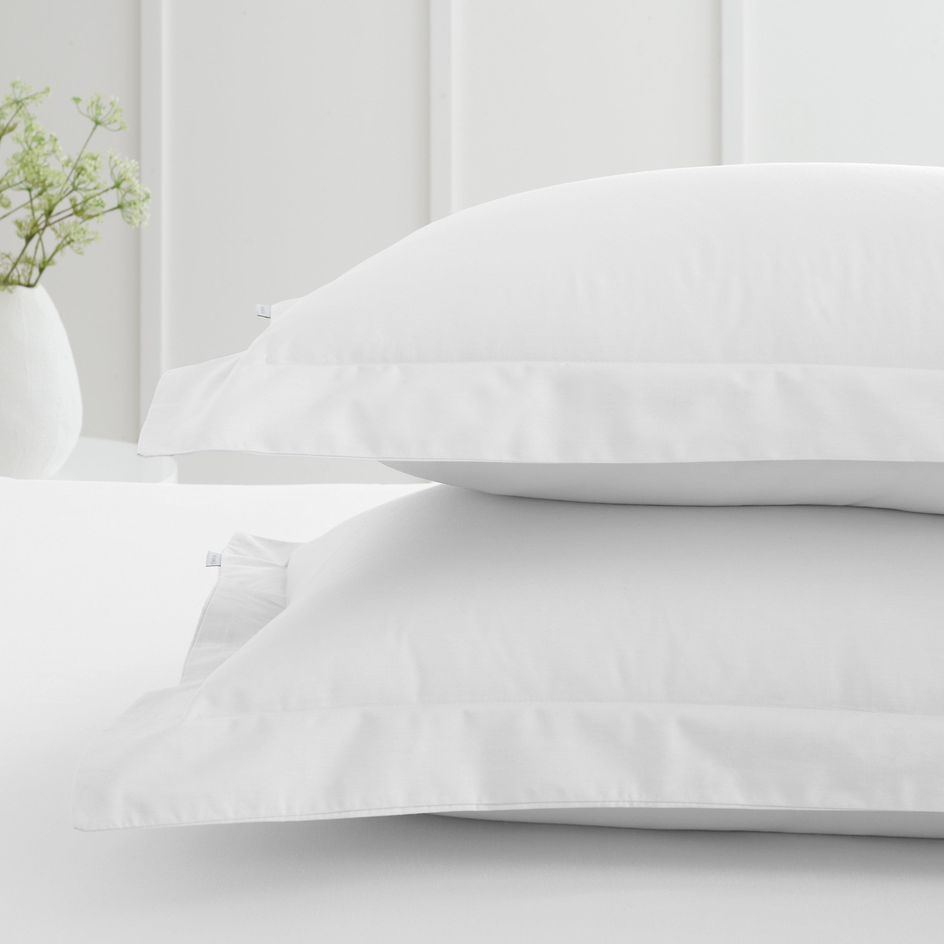 White - Bianca - 200 TC Cotton Percale Oxford Pillowcase Pair - 2