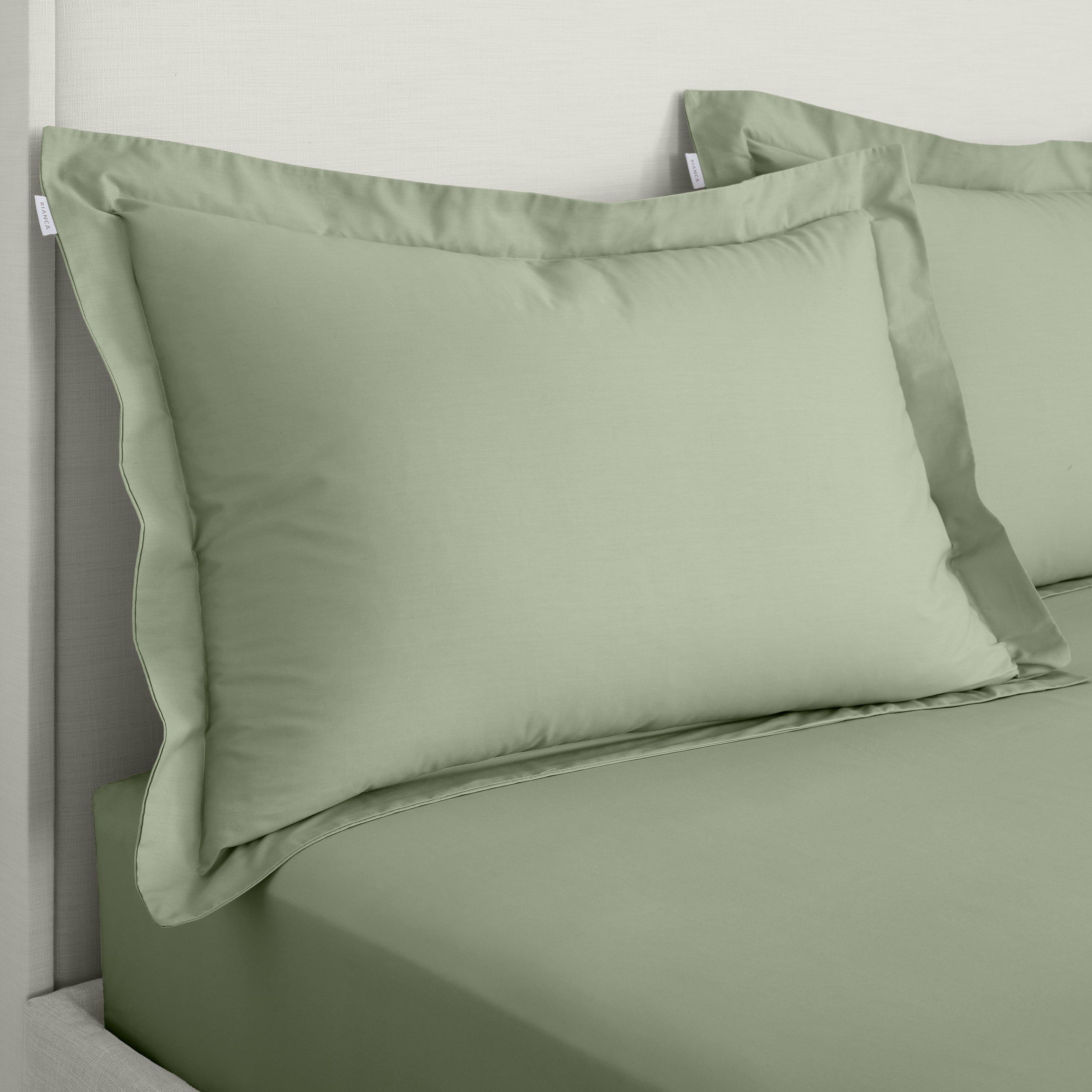 Sage Green - Bianca - 200 TC Cotton Percale Oxford Pillowcase Pair - 1
