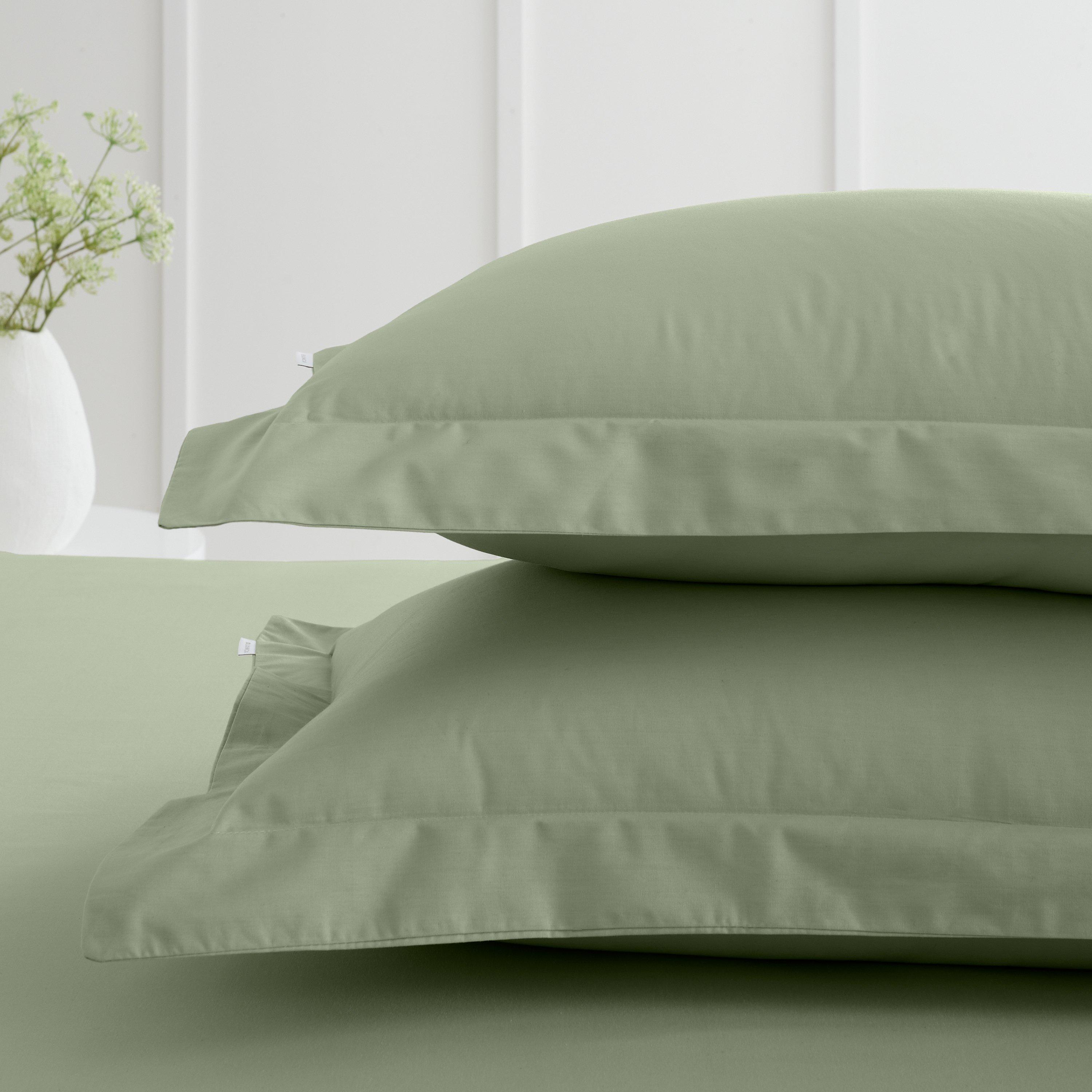 Sage Green - Bianca - 200 TC Cotton Percale Oxford Pillowcase Pair - 2