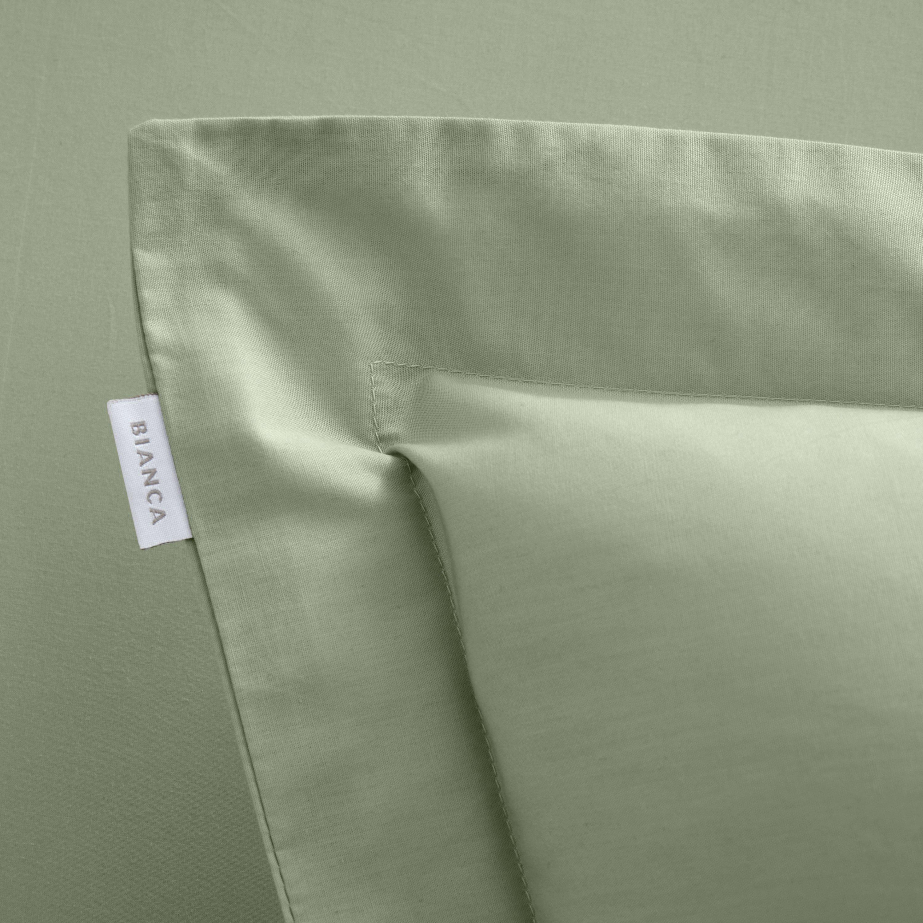 Sage Green - Bianca - 200 TC Cotton Percale Oxford Pillowcase Pair - 3
