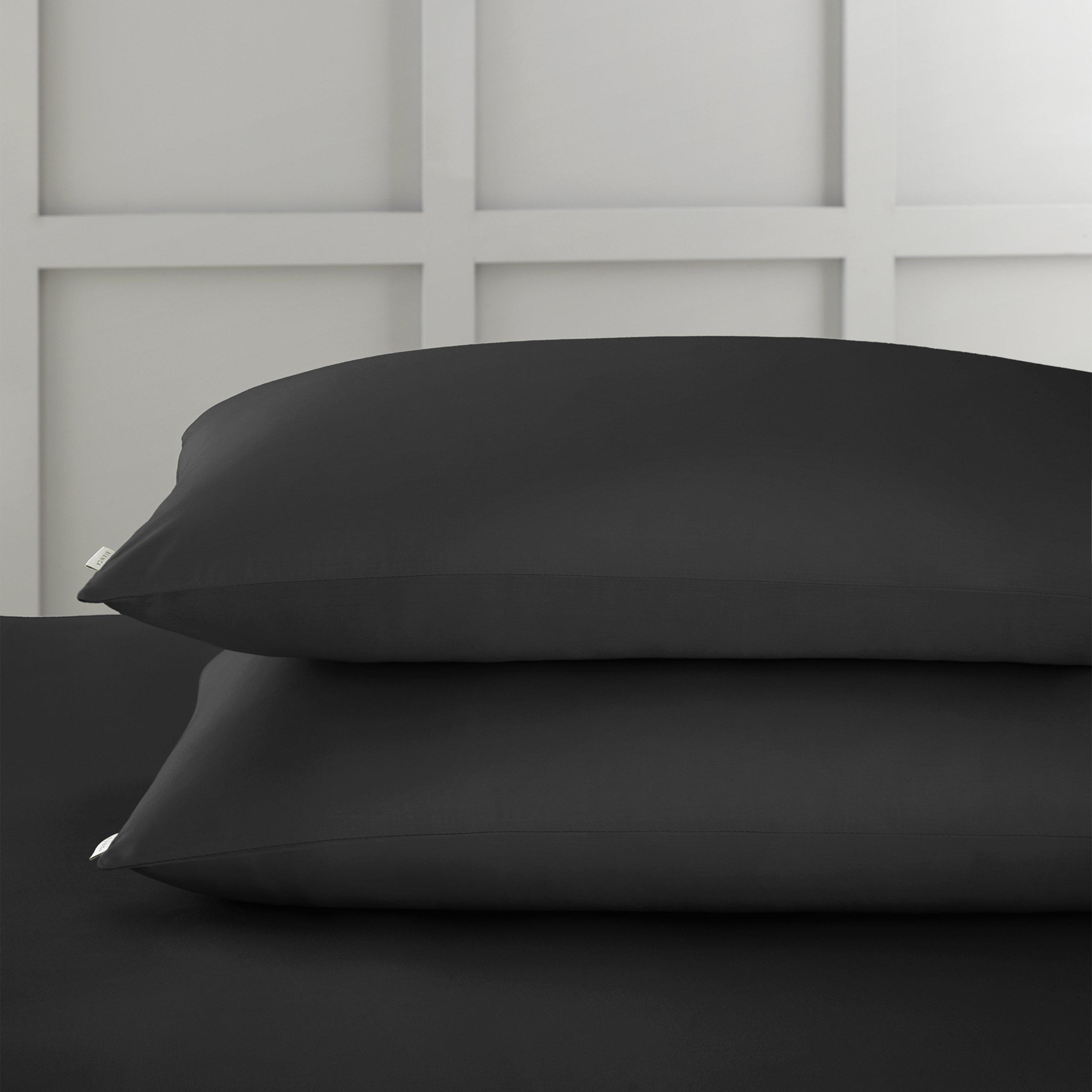 Bianca  400 Tc Cotton Sateen Standard Pillowcase Pair - Black - Standard