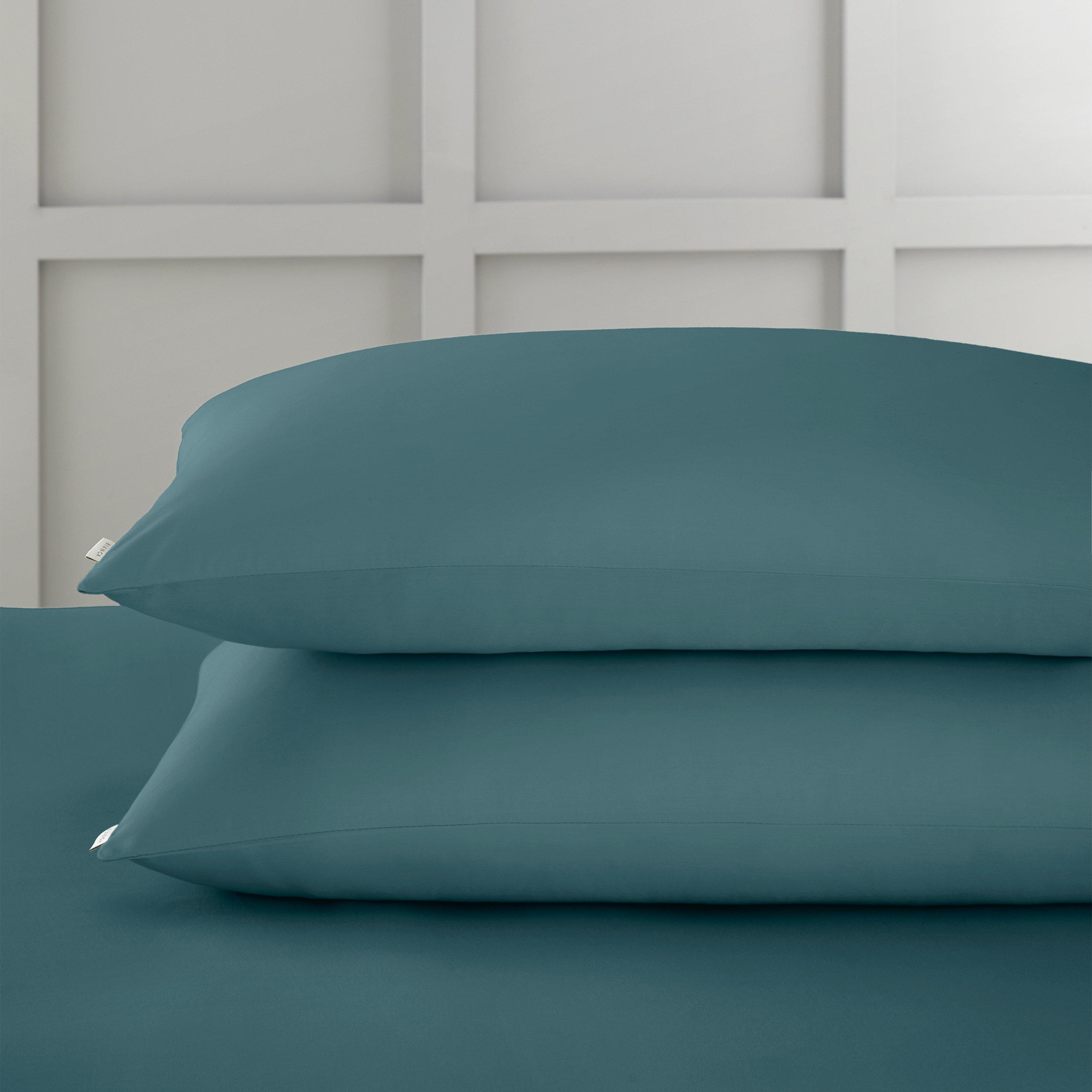 Teal - Bianca - 400 TC Cotton Sateen Standard Pillowcase Pair - 1