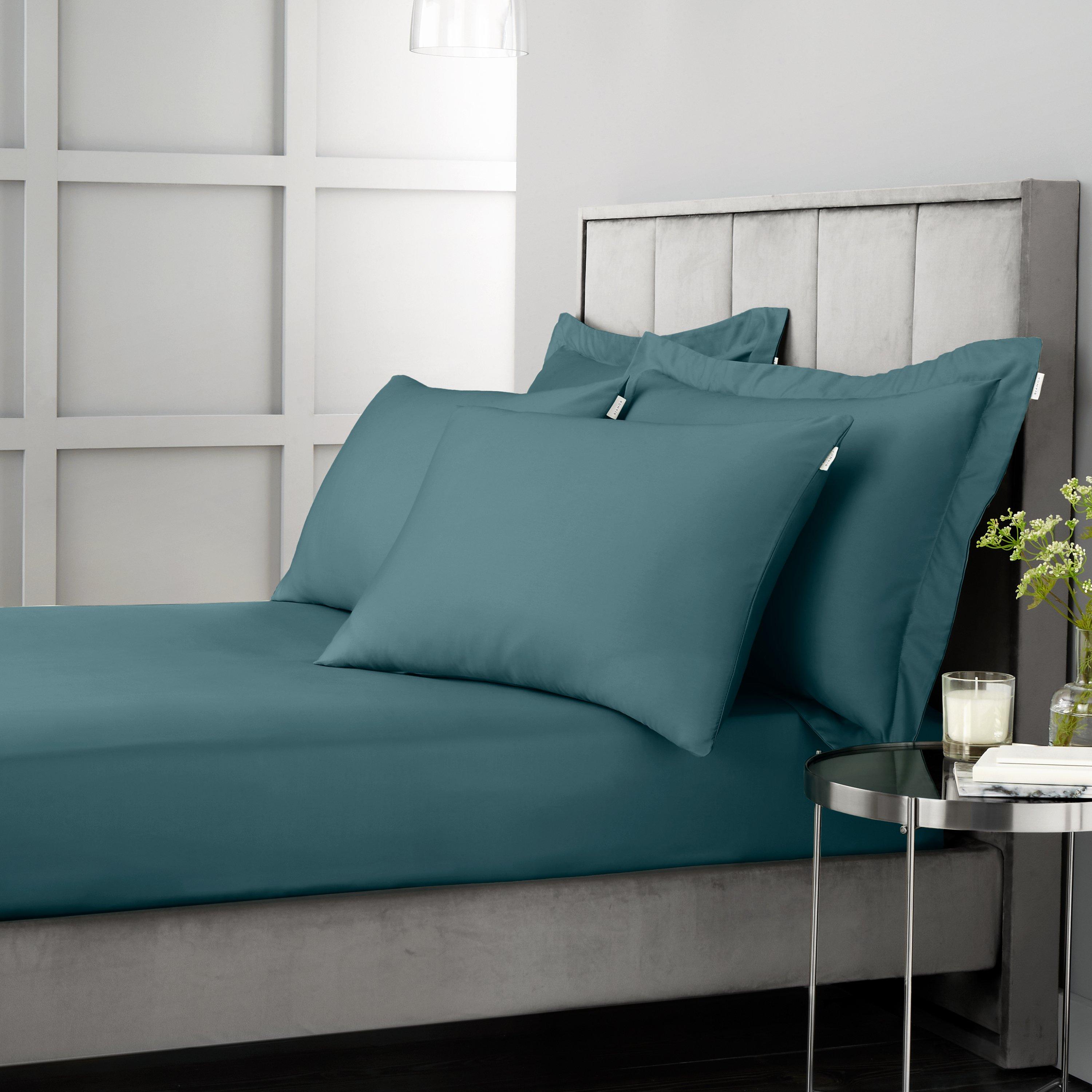 Teal - Bianca - 400 TC Cotton Sateen Standard Pillowcase Pair - 4