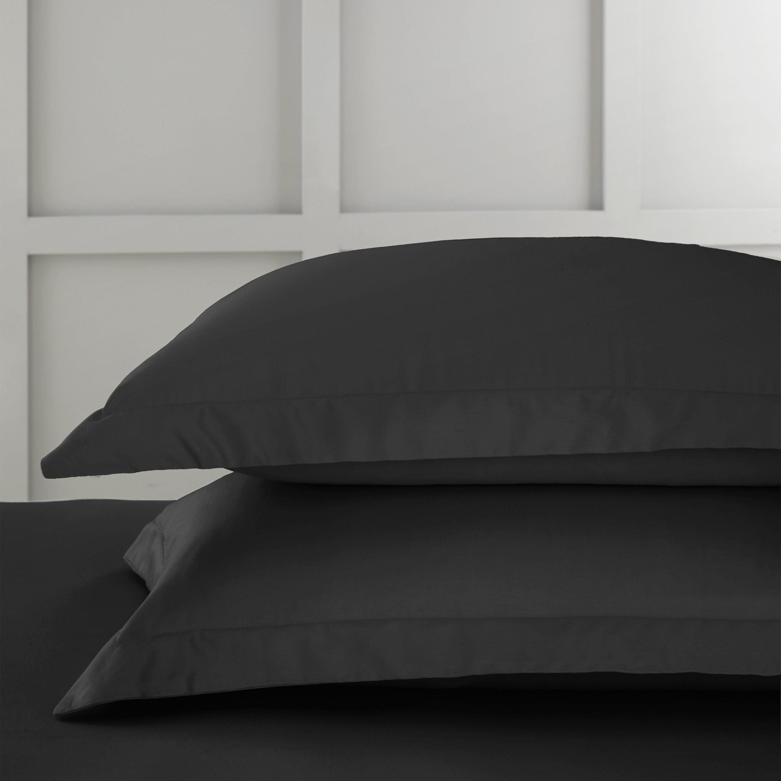 Bianca  400 Tc Cotton Sateen Oxford Pillowcase Pair - Black - Oxford