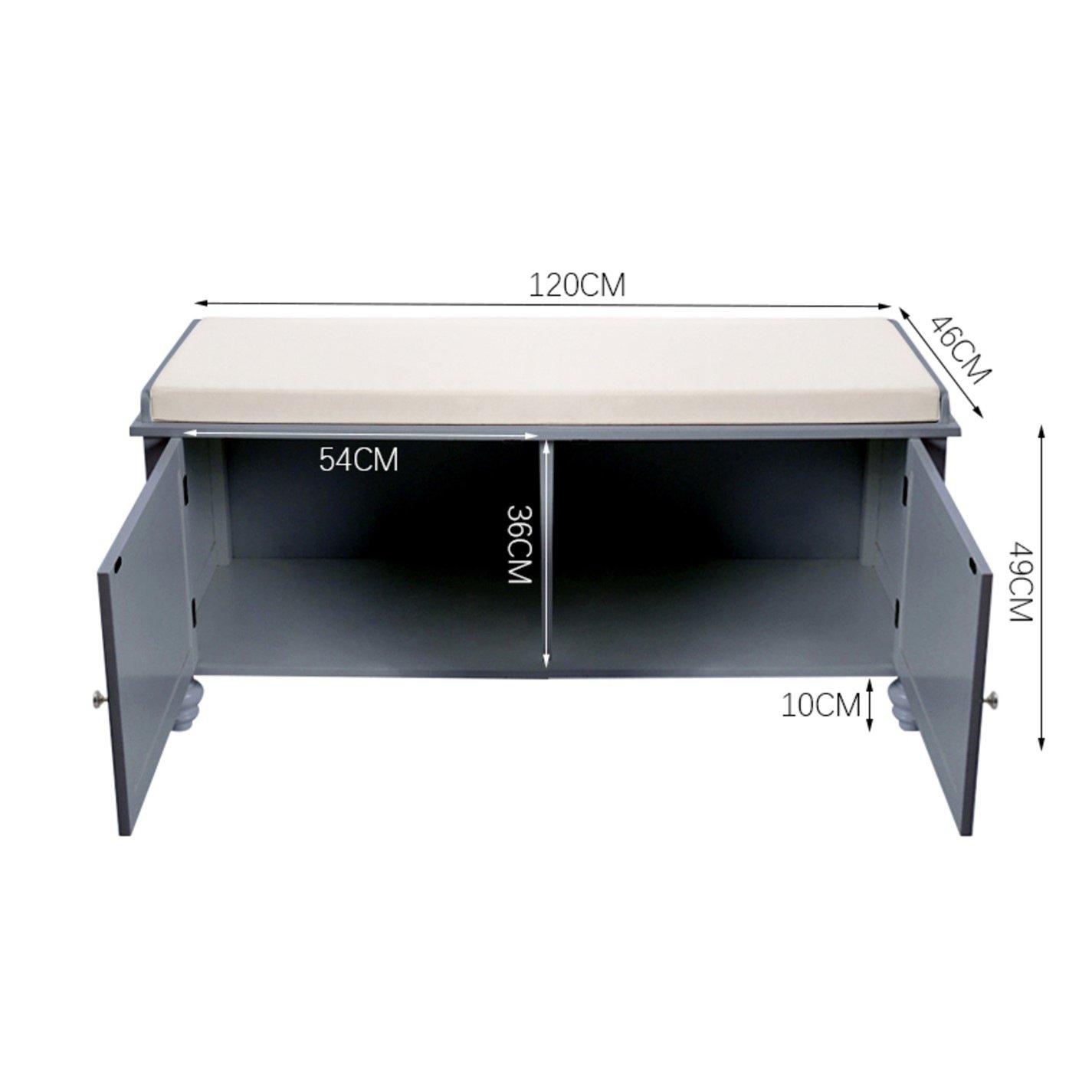 Grey - Kabinet UK - Wooden Shutter Door Shoe Cabinet Storage Bench - 5