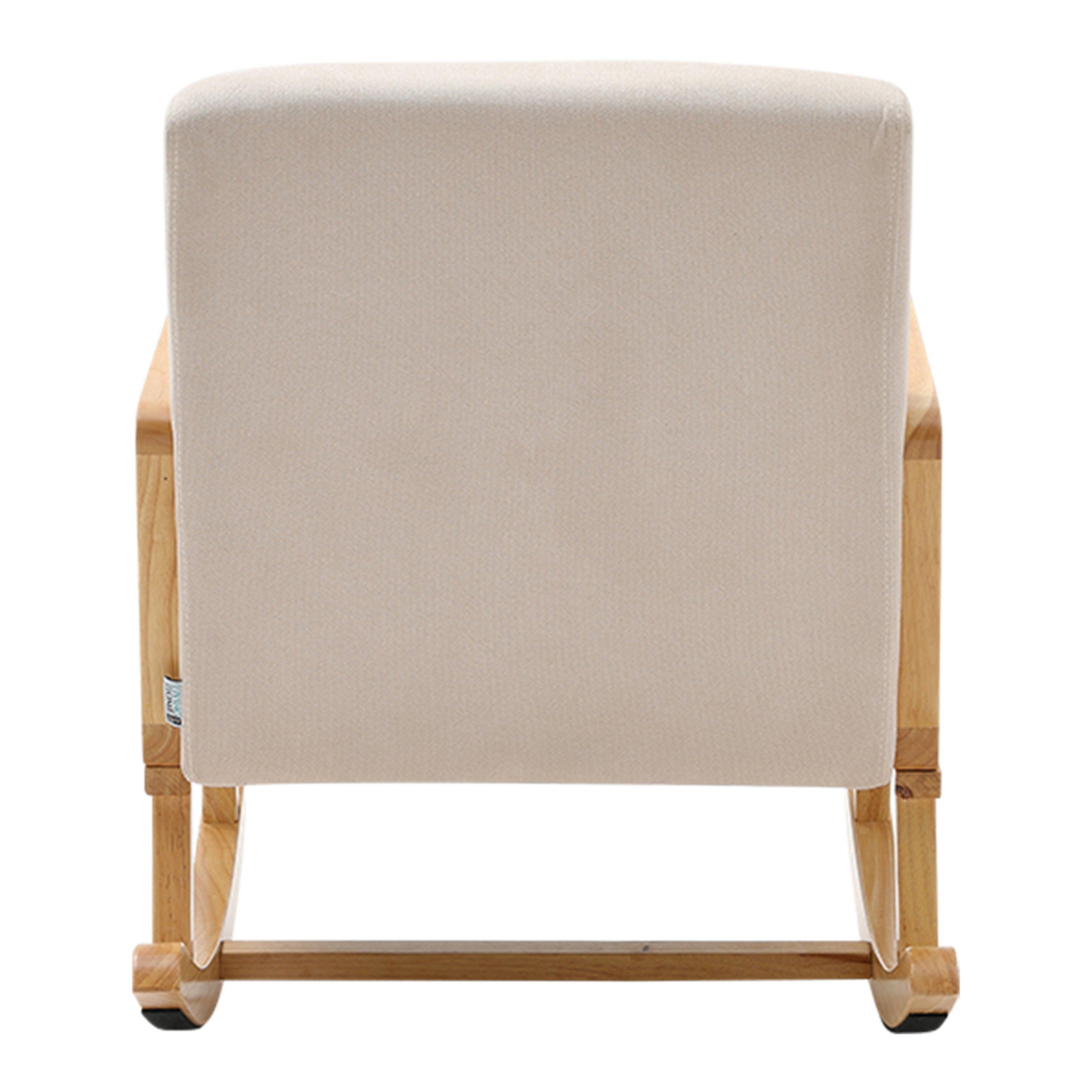 Beige - Kabinet UK - Linen Wooden Rocking Chair-Beige - 4