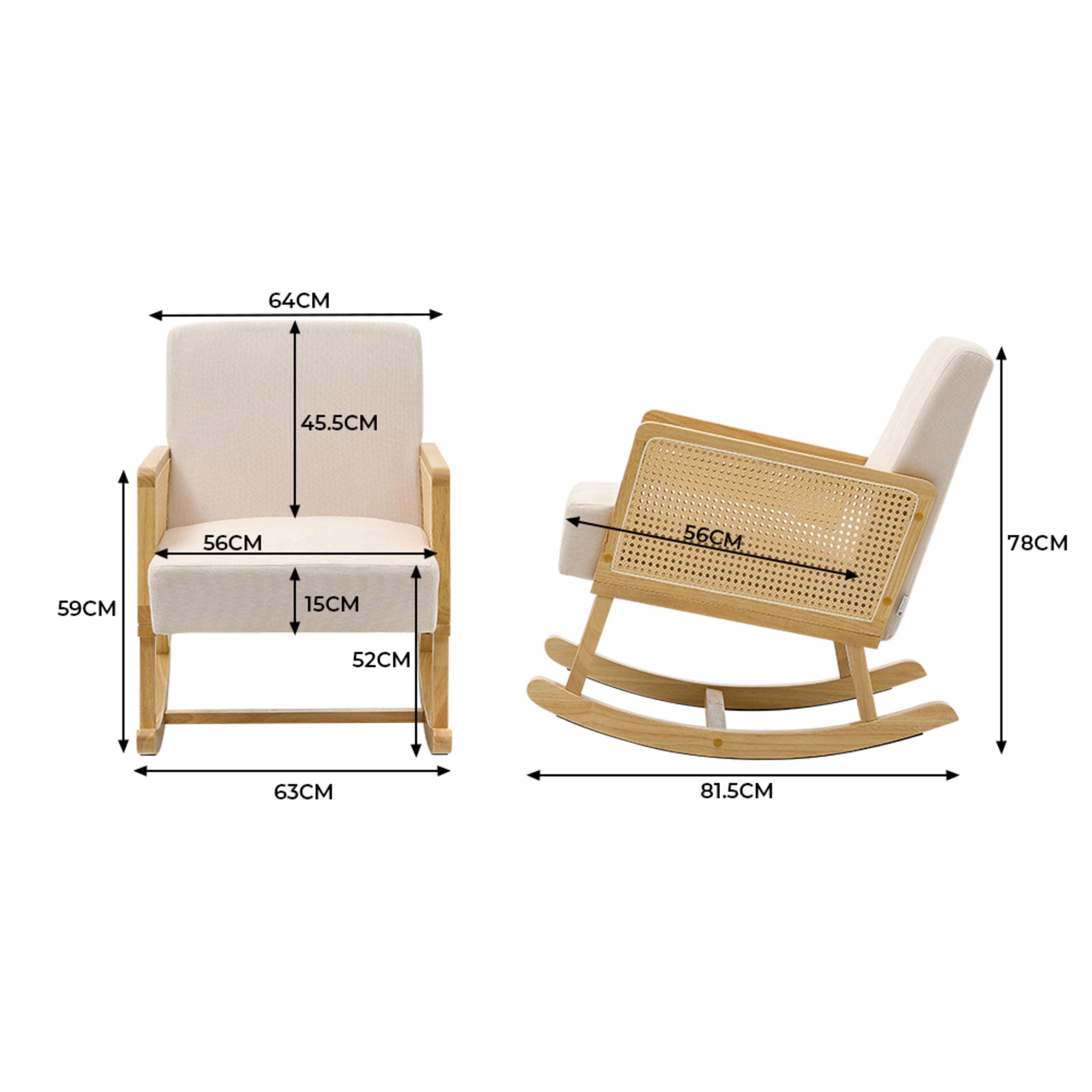 Beige - Kabinet UK - Linen Wooden Rocking Chair-Beige - 8