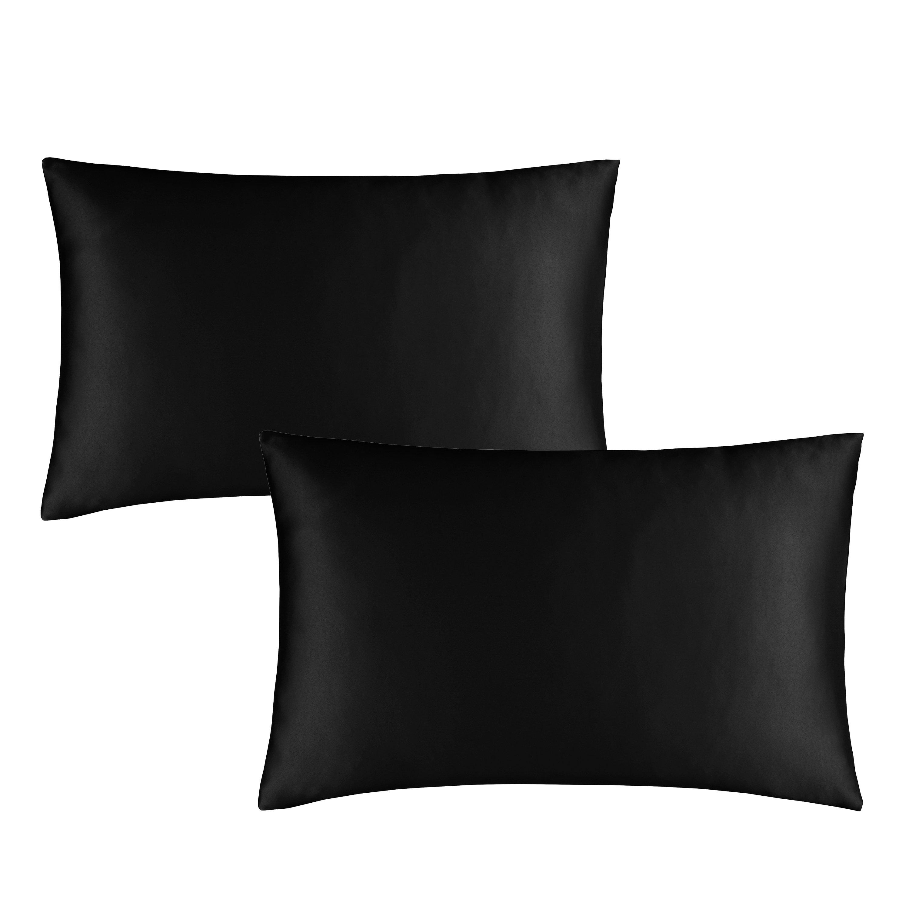 Black - Catherine Lansfield - Silky Soft Satin Standard Pillowcase Pair - 2