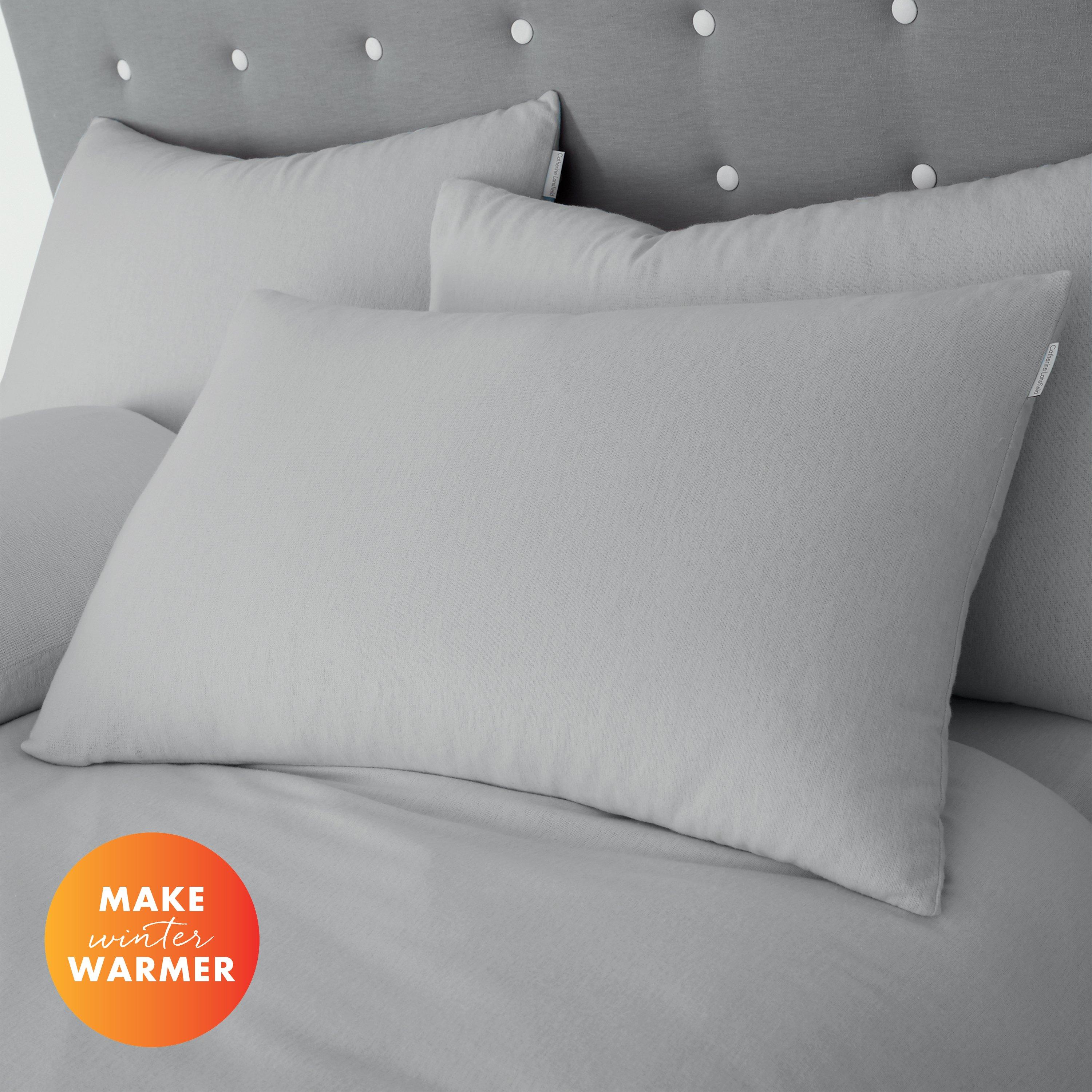Catherine Lansfield Grey Brushed Cotton Pillow Case Pair in Size Standard, Sports Direct - Image 3