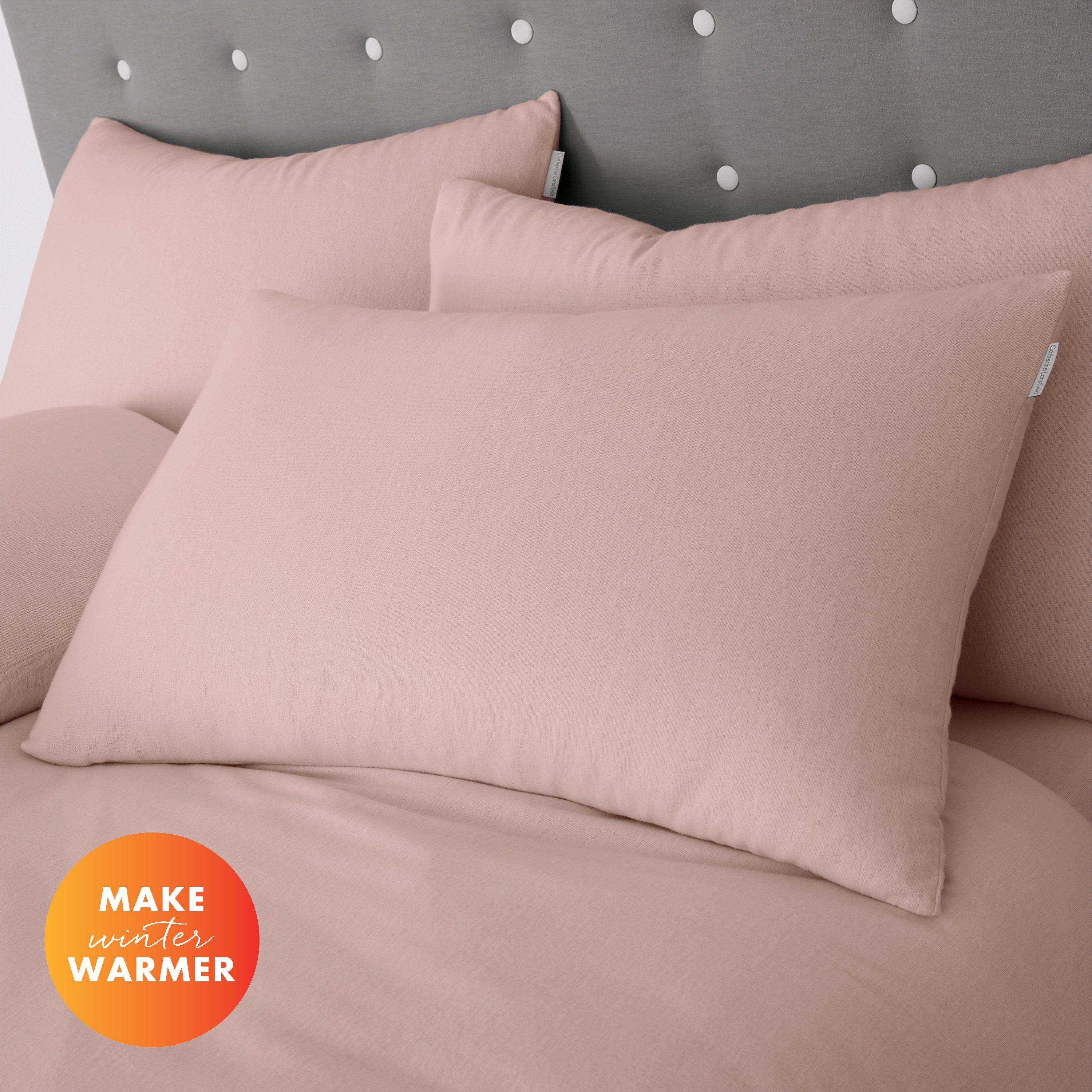 Catherine Lansfield Brushed Cotton Standard Pillowcase Pair Pink - Image 5