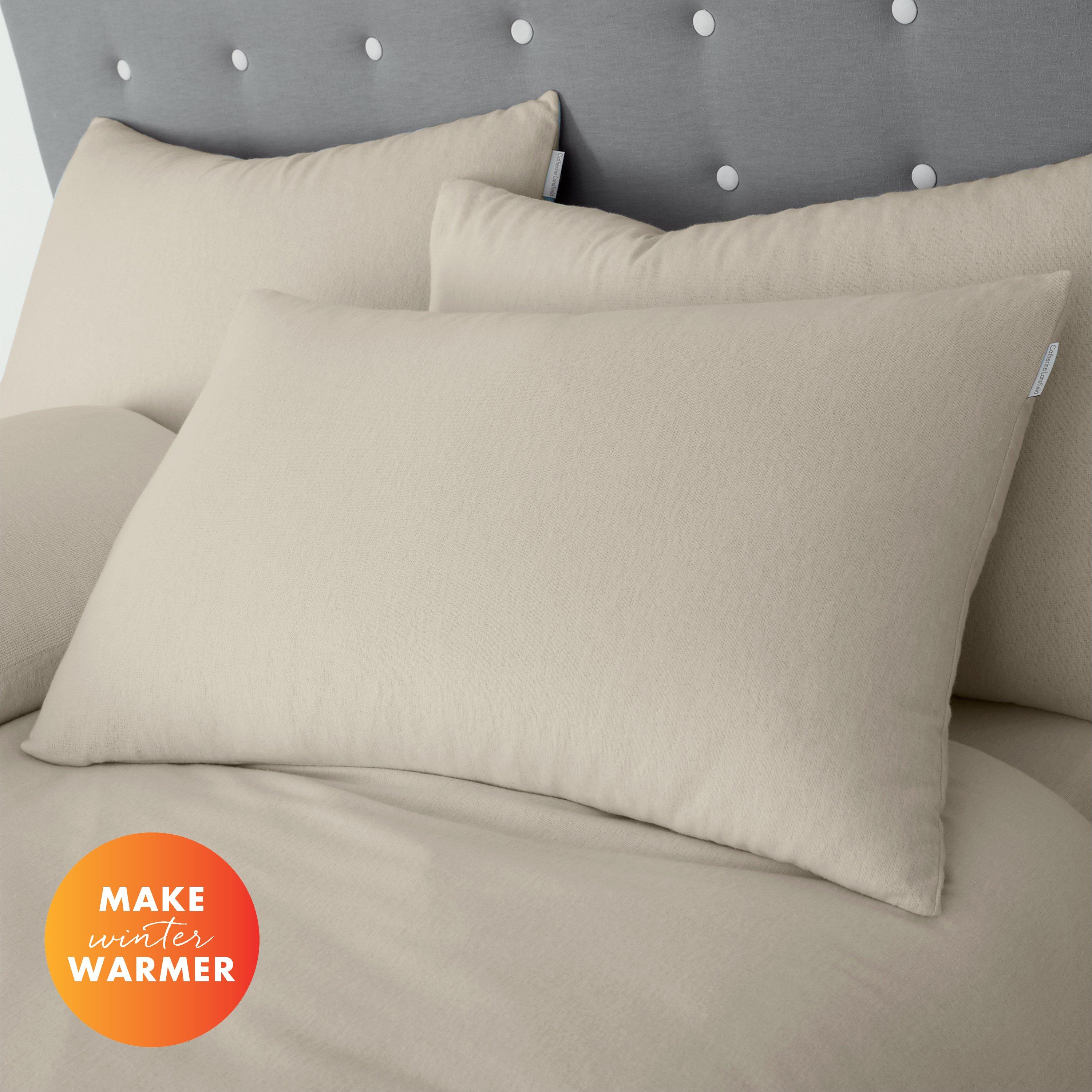Catherine Lansfield  Brushed Cotton Standard Pillow Case Pair - Cream - Standard