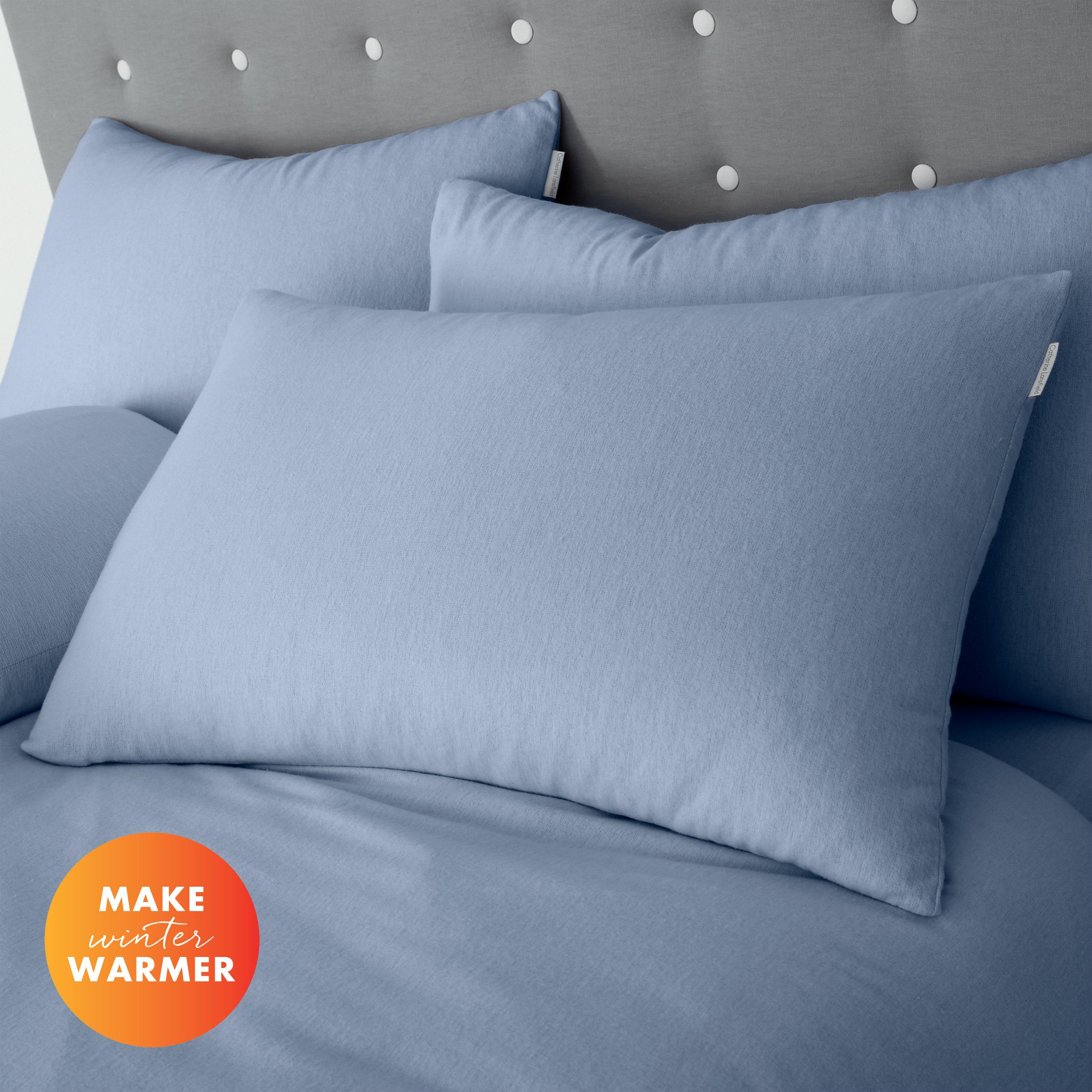 Catherine Lansfield Brushed Cotton Standard Pillow Case Pair - Lansfield Blue - Standard
