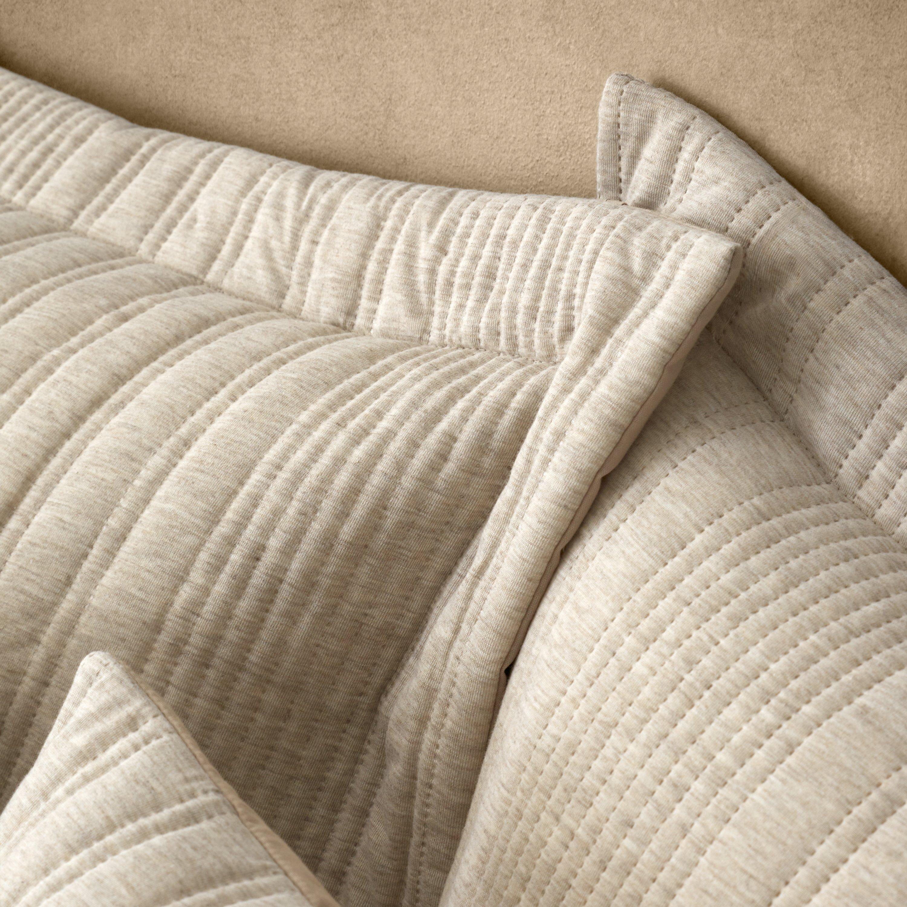Natural - Pineapple Elephant - Tamba Jersey Stripe Quilted Oxford Pillowcase Pair - 2
