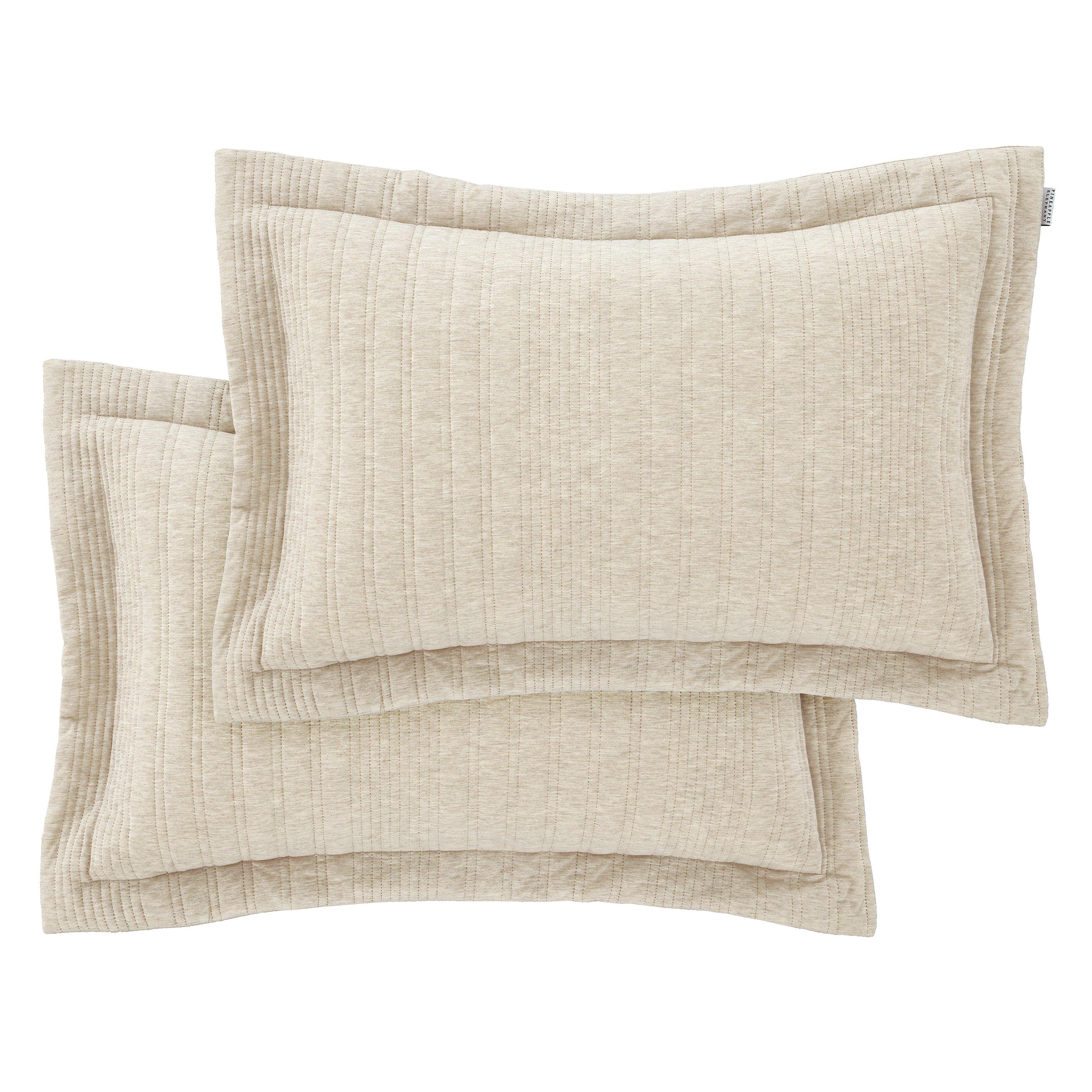 Natural - Pineapple Elephant - Tamba Jersey Stripe Quilted Oxford Pillowcase Pair - 3