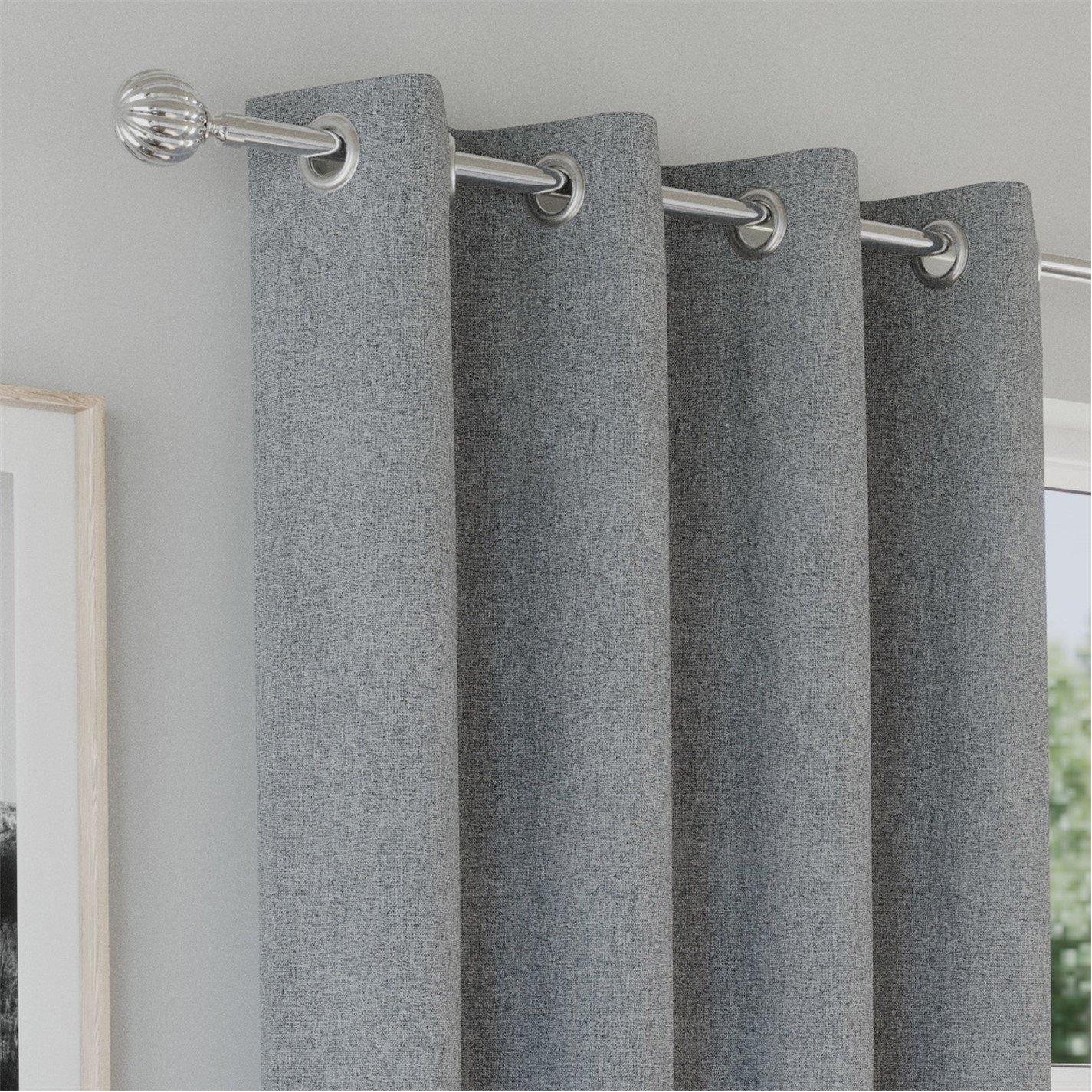 Grey - Enhanced Living - Austin Grey 100% Blackout Eyelet Curtains - 3