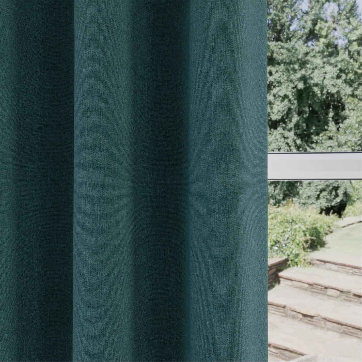 Teal - Enhanced Living - Austin Teal 100% Blackout Eyelet Curtains - 2