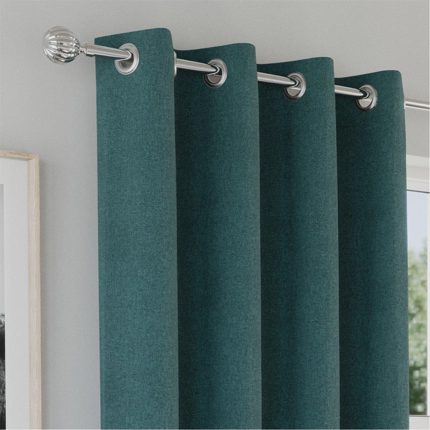 Teal - Enhanced Living - Austin Teal 100% Blackout Eyelet Curtains - 3