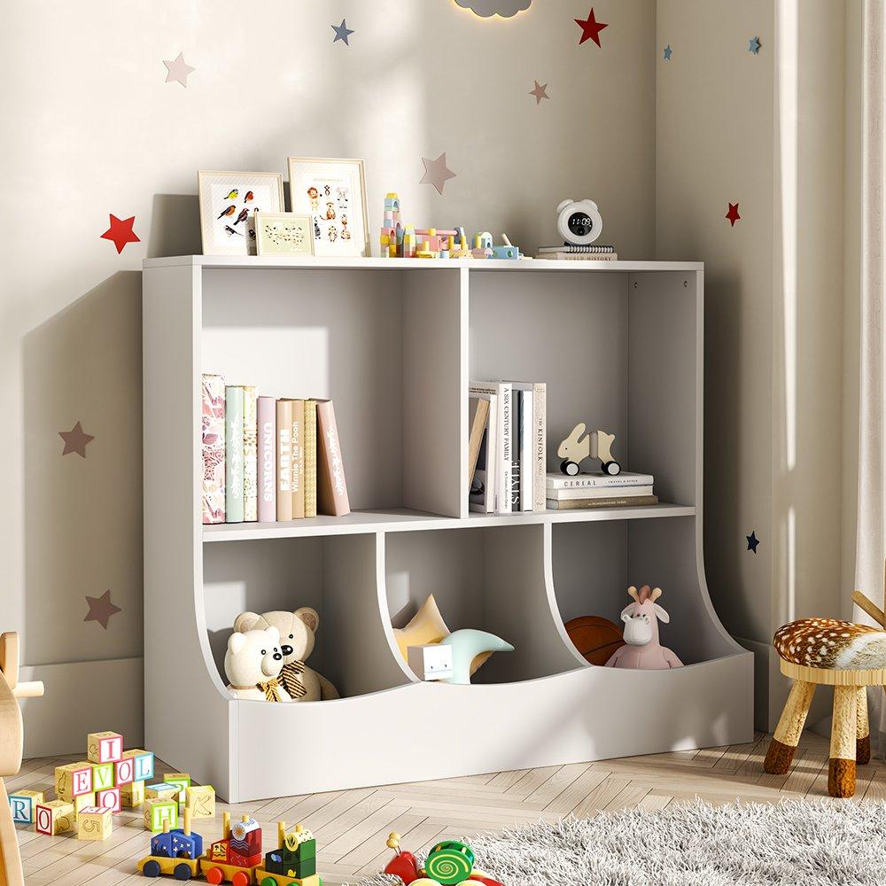 Kabinet Uk  2-Tier Open Style Toy And Book Storage Cabinet - White