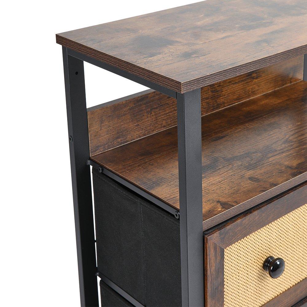 Natural - Kabinet UK - 4-Drawer Rustic Rattan Storage Cabinet with Shelf - 5