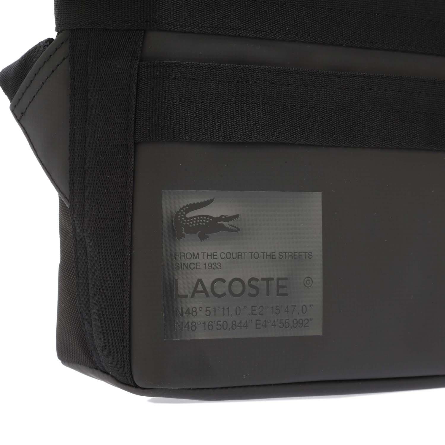 Black - Lacoste - Signature Print Water-Repellent Reporter Bag - 3