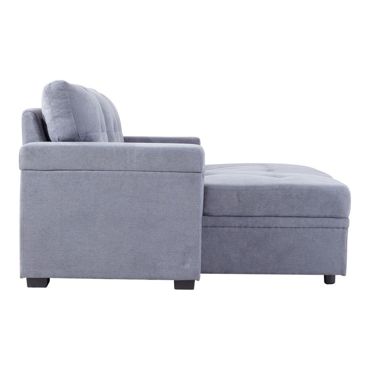 Grey - Kabinet UK - 3-Seater Upholstered Corner Sofa Bed - 4