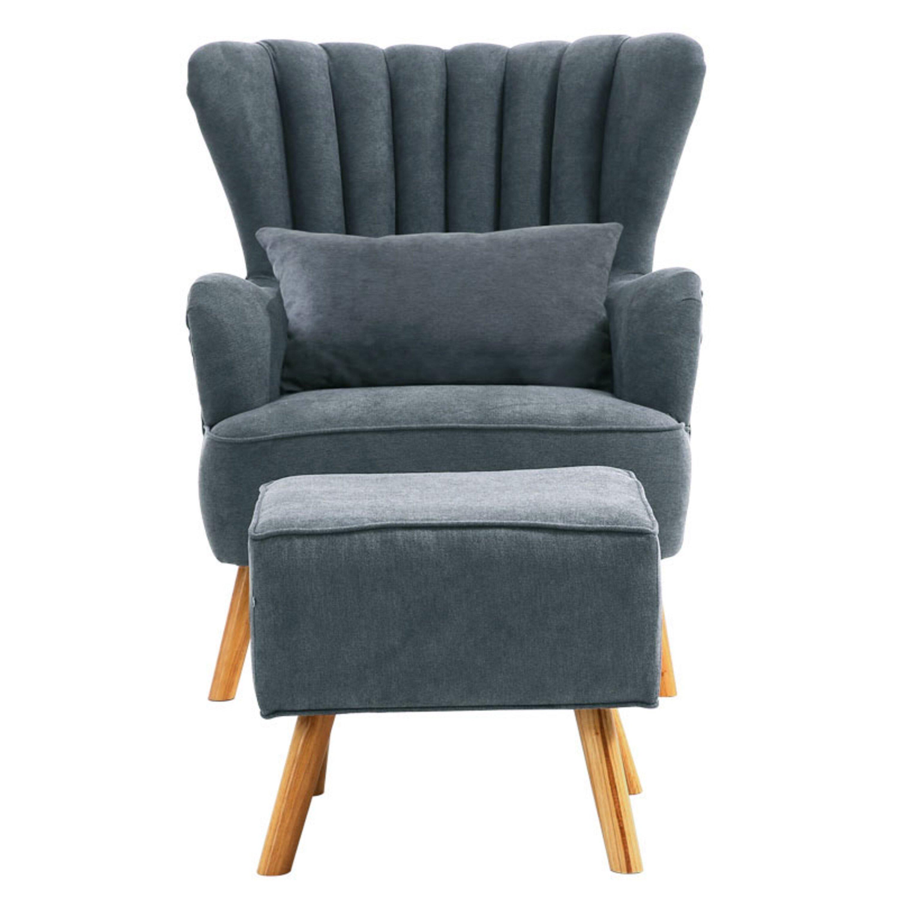 Dark Grey - Kabinet UK - Dark Grey Armchair and Footstool - 2