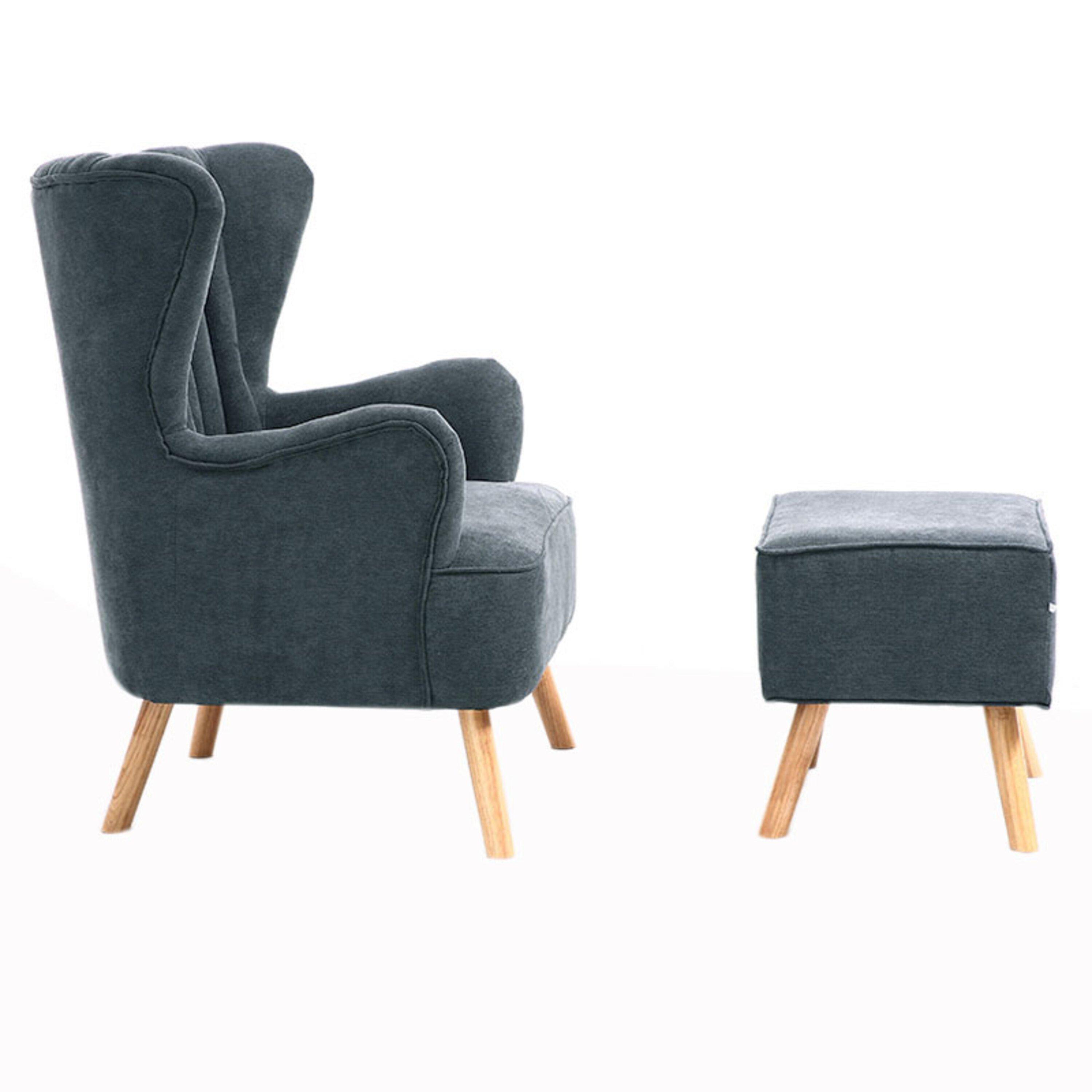 Dark Grey - Kabinet UK - Dark Grey Armchair and Footstool - 3