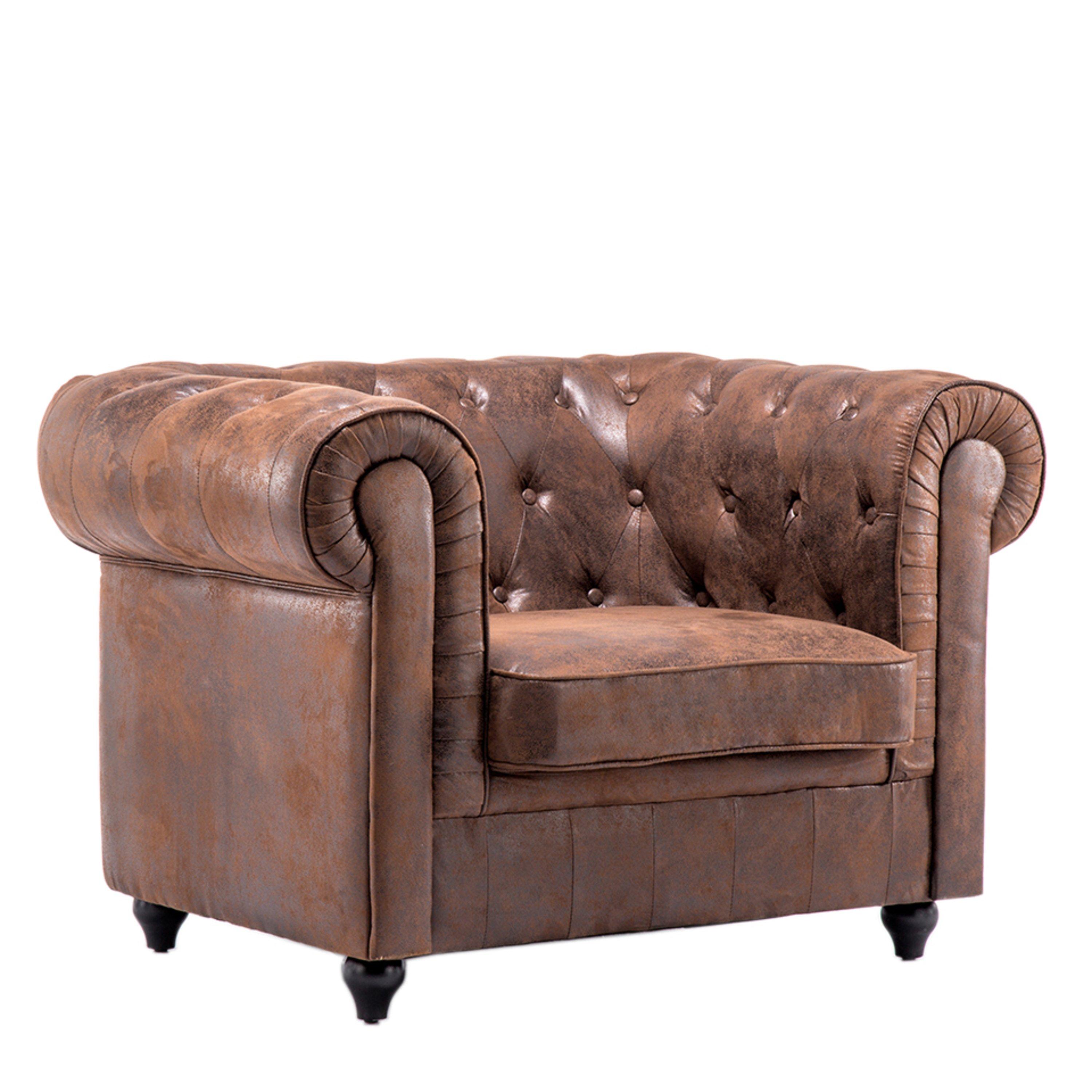 Brown - Kabinet UK - Accent Wingback Chesterfield Armchair - 1