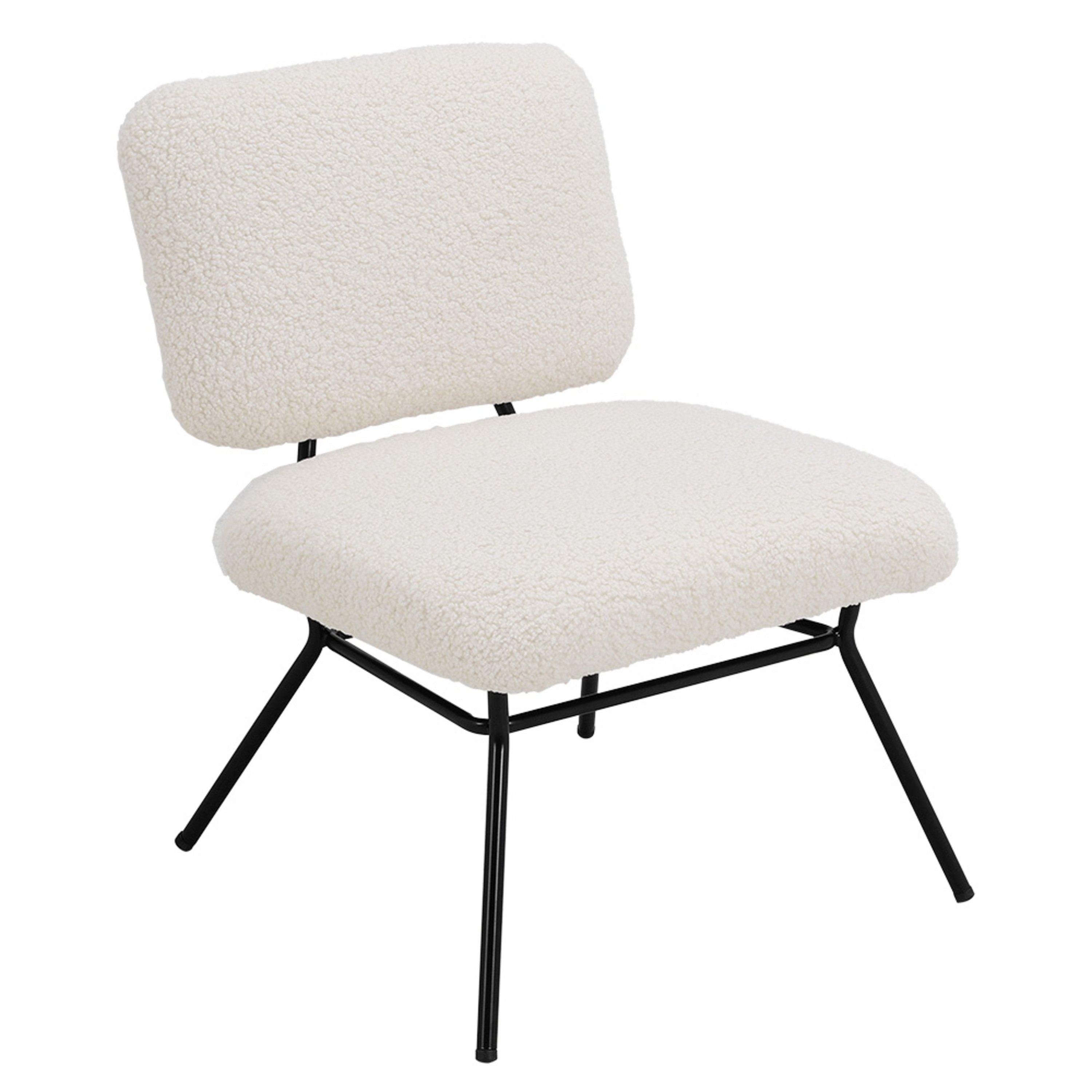 Beige - Kabinet UK - Metal Faux Wool Accent Chair Occasional Chair - 1